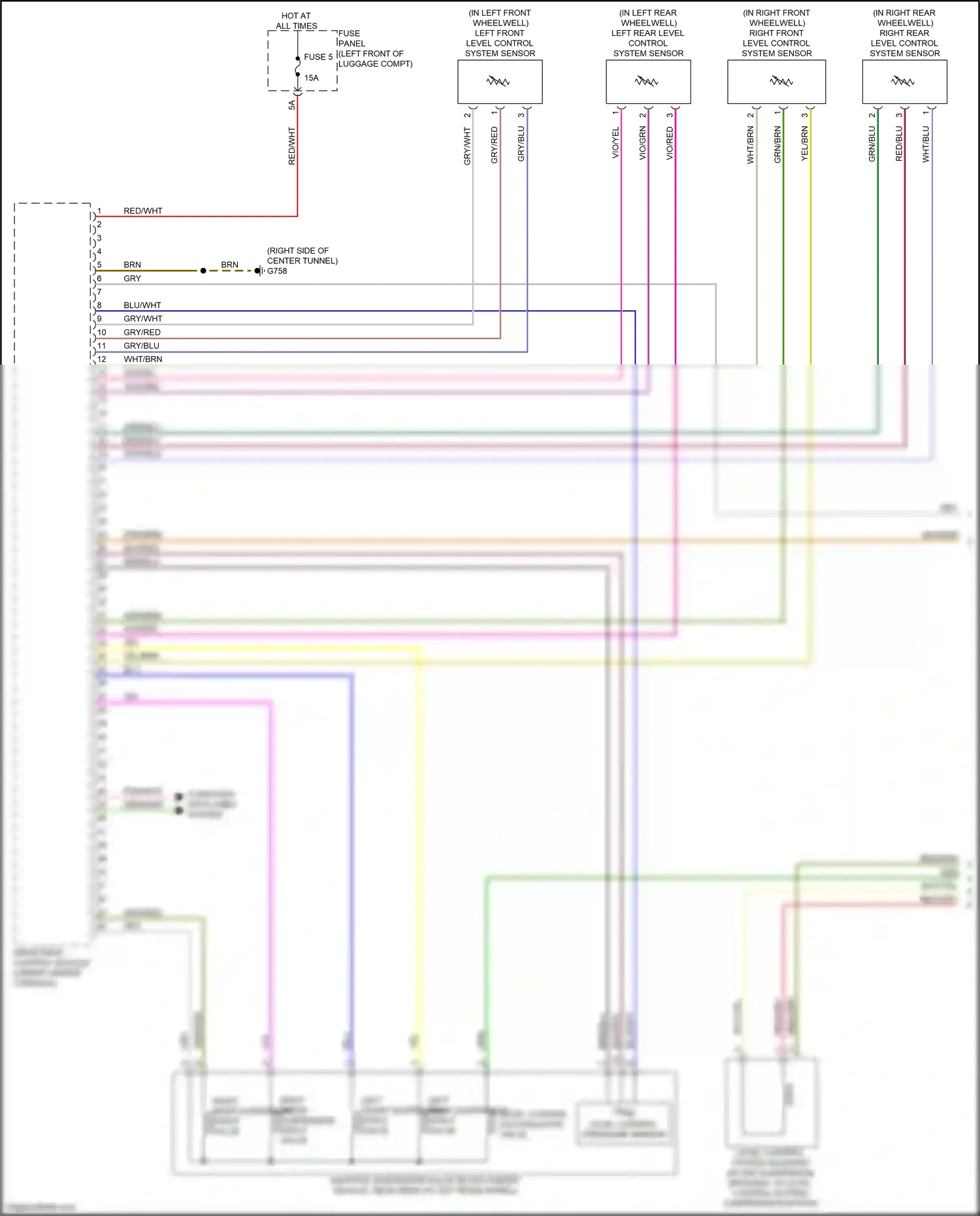 Audi RS7 II (2019-2024) left front level control system sensor wiring diagram  (1 of 3)