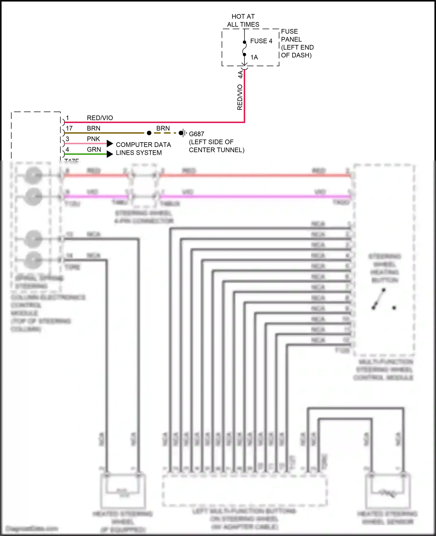 Audi RS7 II (2019-2024) multi-function steering wheel control module wiring diagram  (2 of 4)