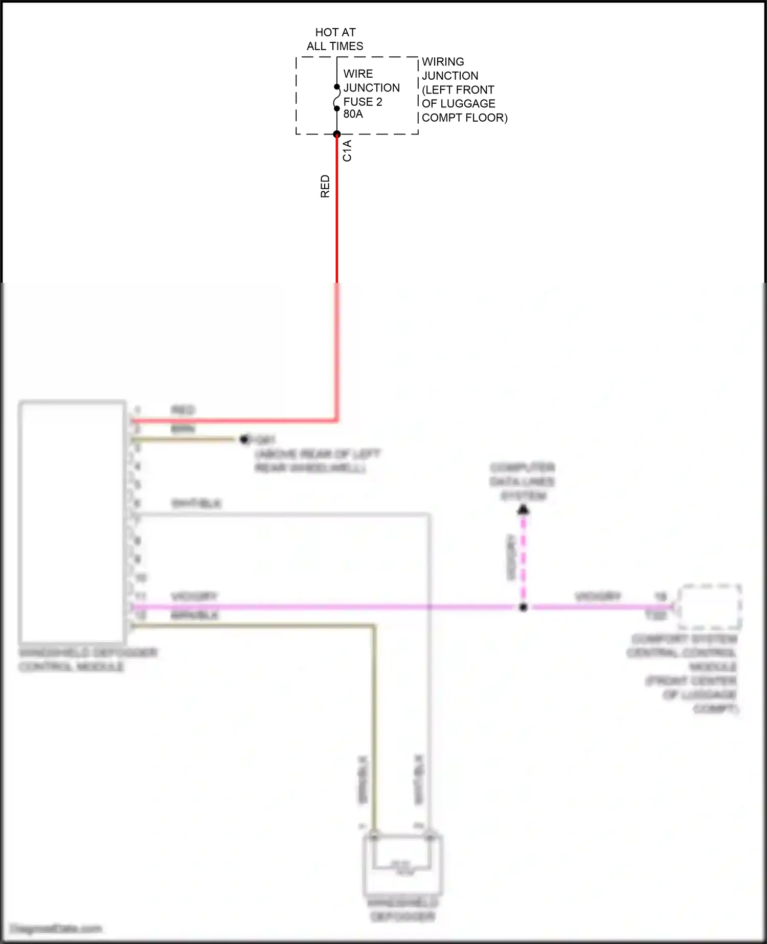 Audi RS7 II (2019-2024) windshield defogger control module wiring diagram  (3 of 4)