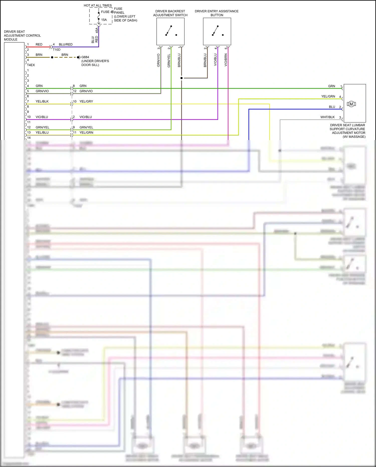 Wiring diagram driver seat lumbar support adjustment switch for Audi S3 8V facelift (2016-2020) (1 of 5)