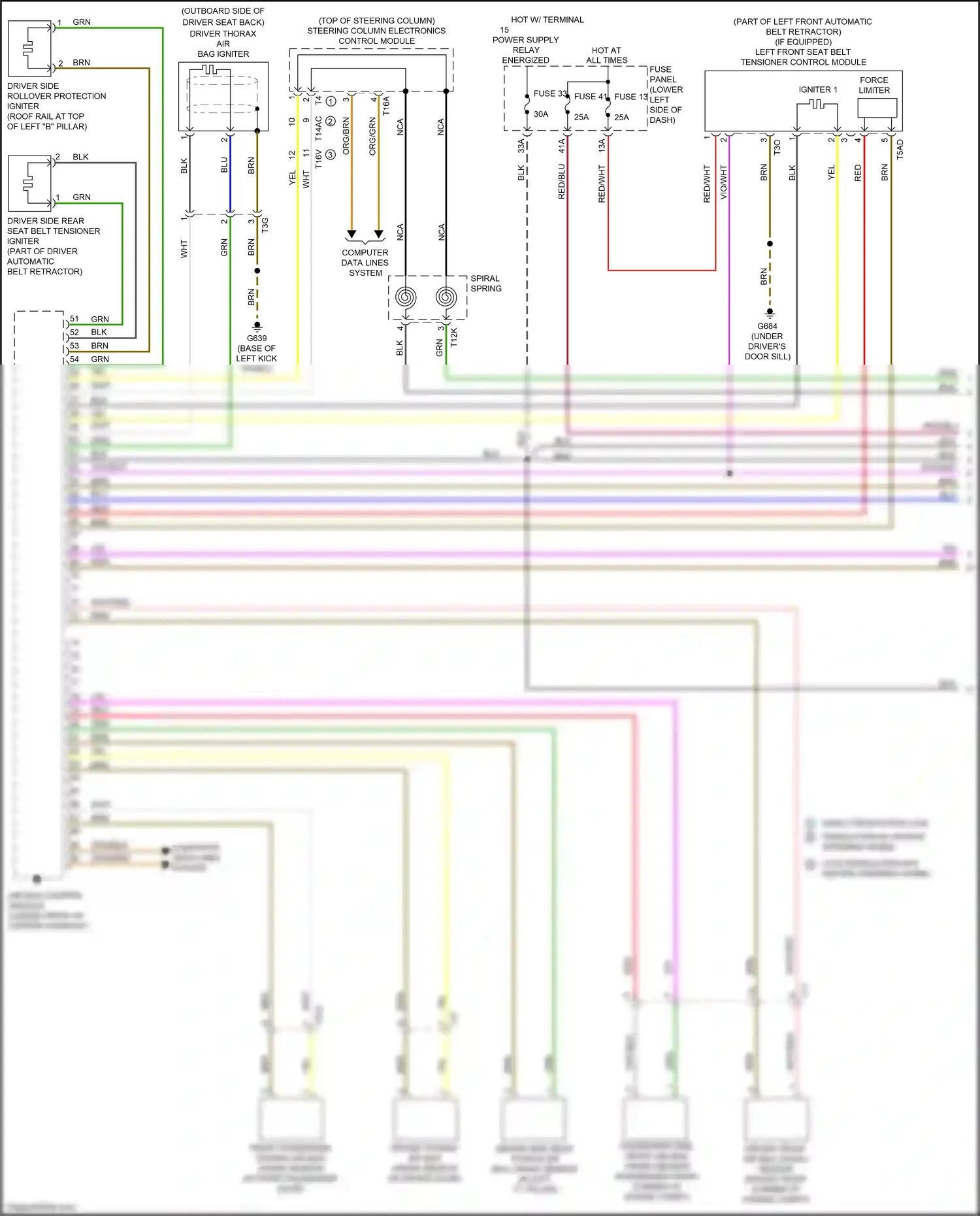 Wiring diagram left front seat belt tensioner control module for Audi S3 8V facelift (2016-2020) (3 of 3)