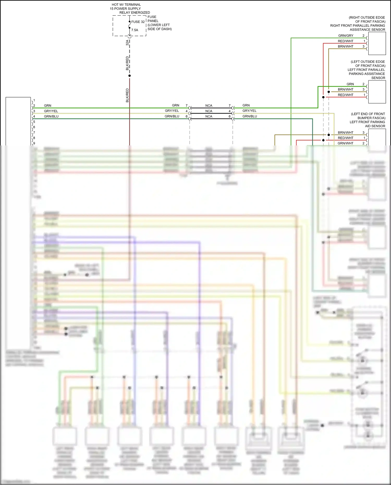 Wiring diagram parking aid button for Audi S3 8V facelift (2016-2020) (2 of 2)