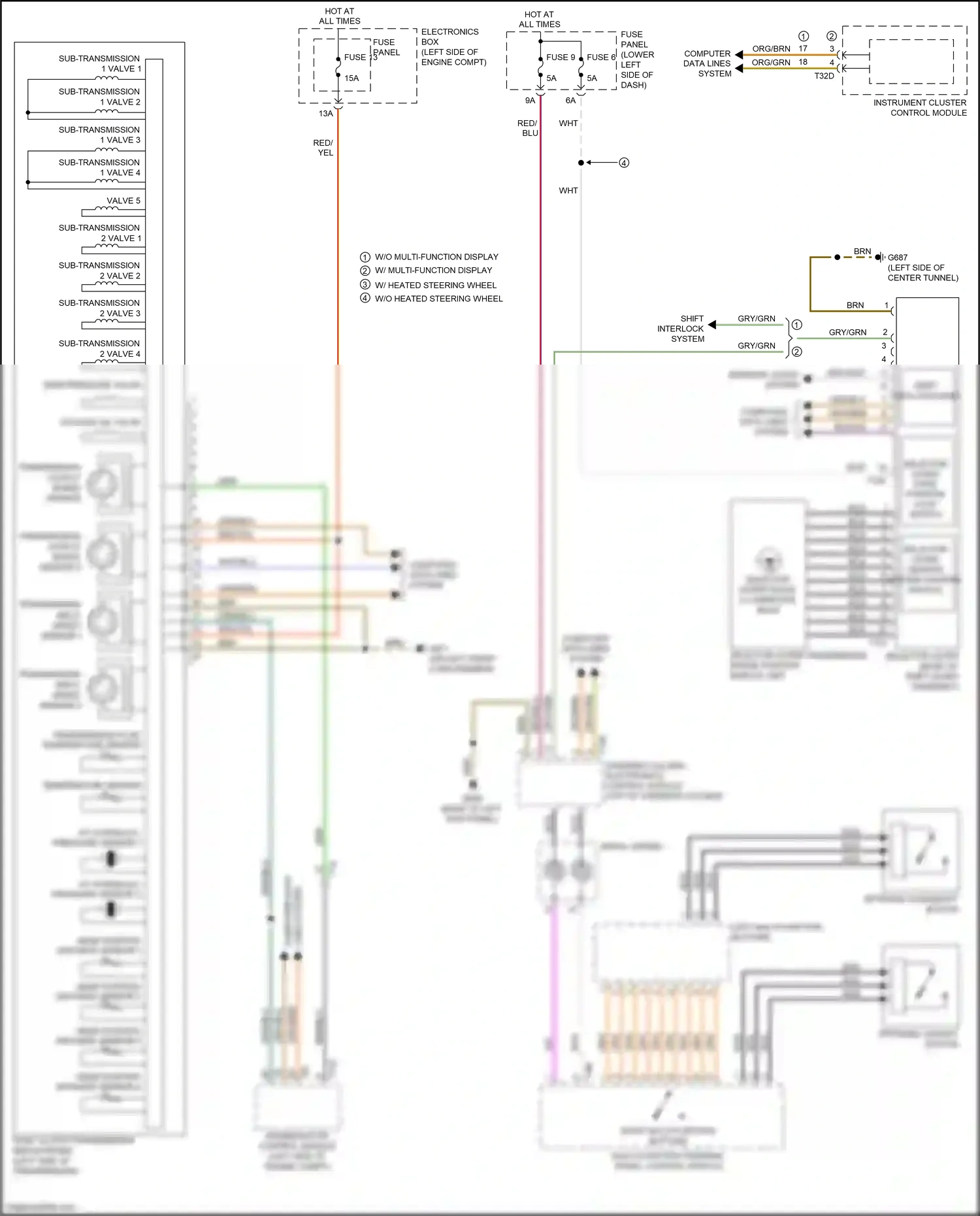 Wiring diagram selector lever sensor system control module for Audi S3 8V facelift (2016-2020) (1 of 3)