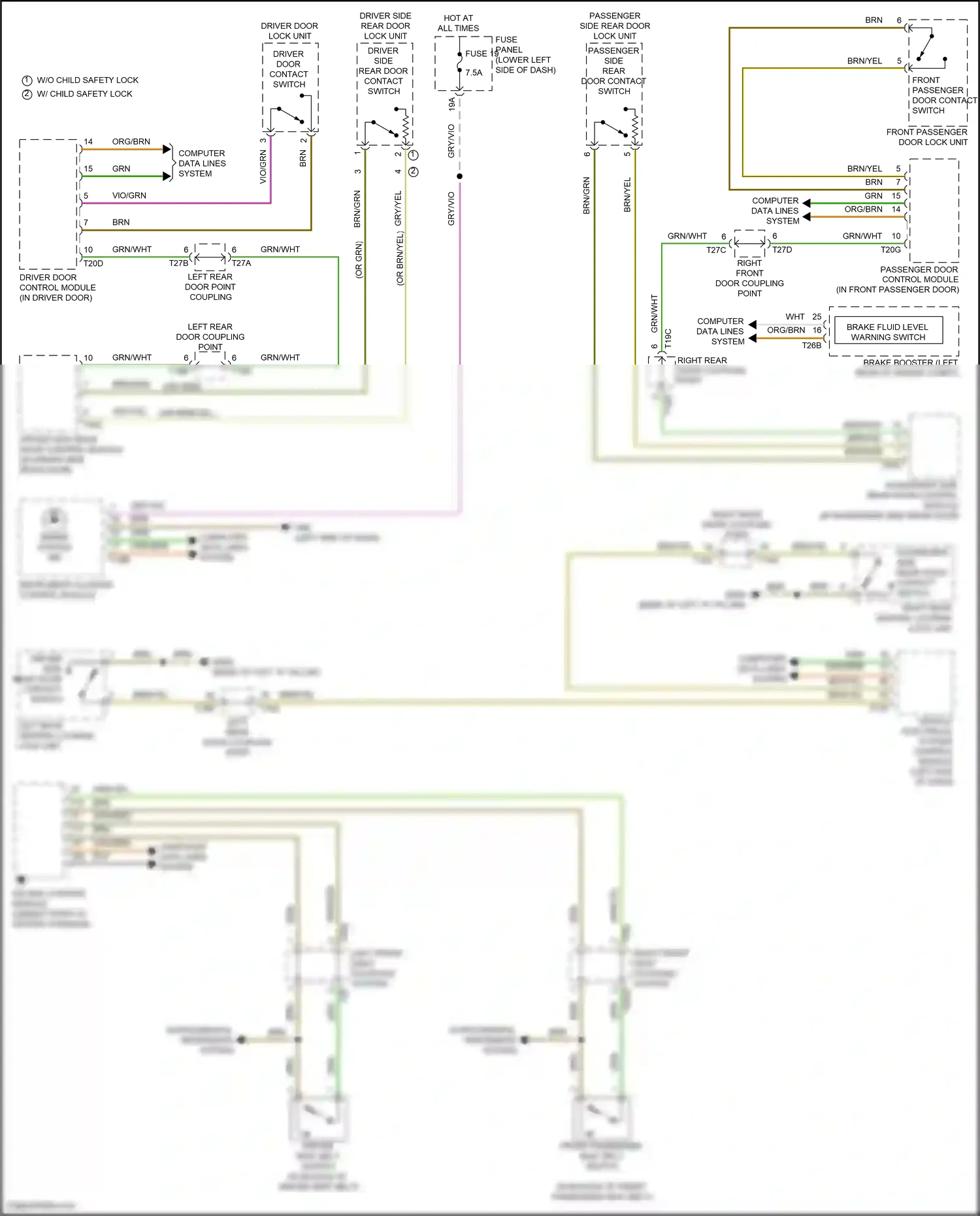 Audi S3 8Y (2020-2024) driver side rear door control module wiring diagram  (1 of 8)
