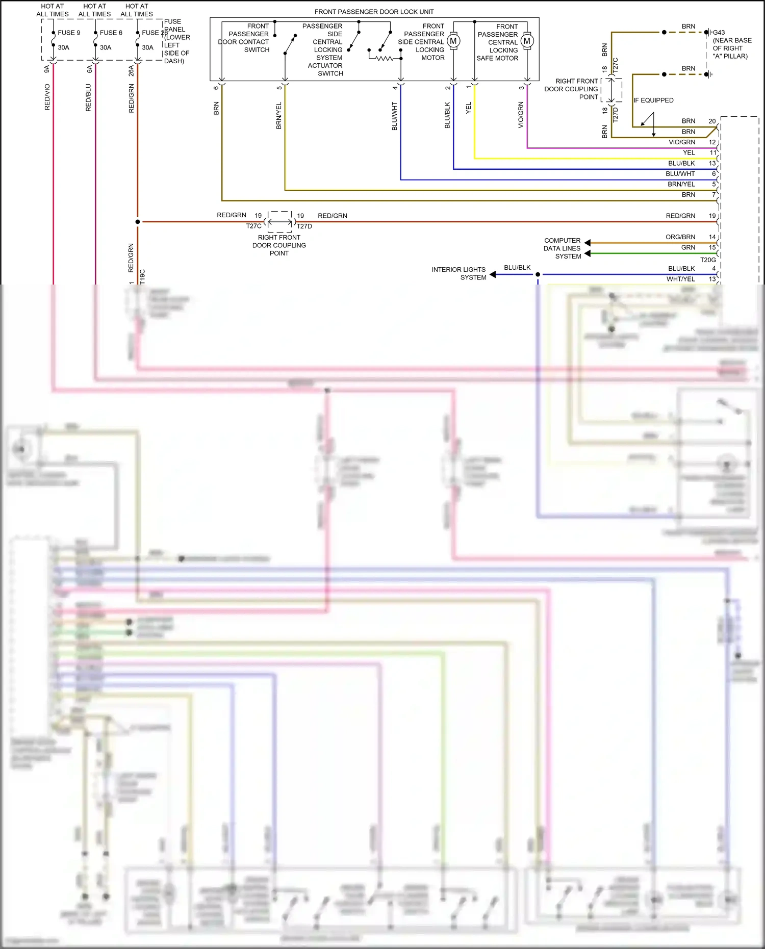 Audi S3 8Y (2020-2024) right front door coupling point wiring diagram  (14 of 21)