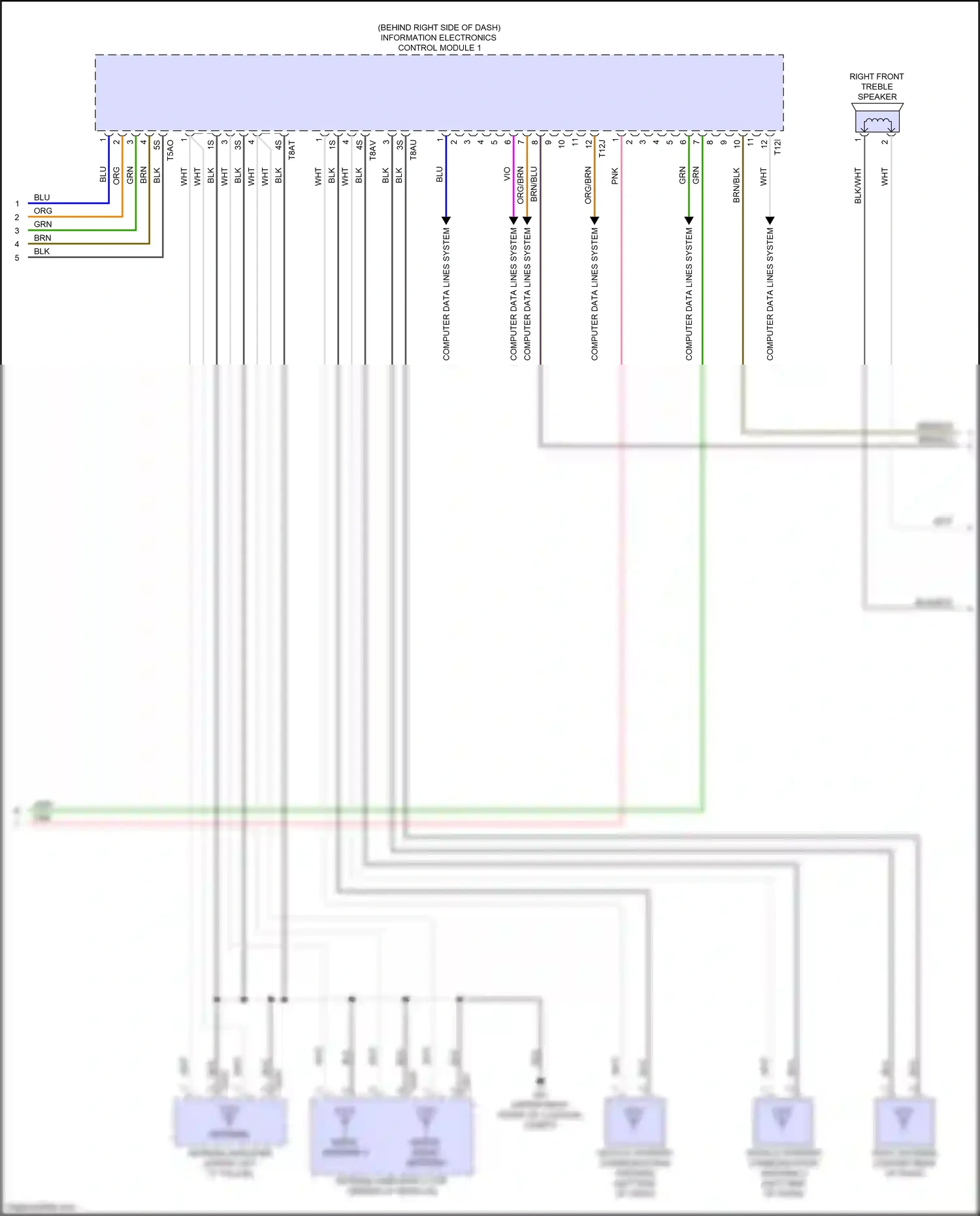 Audi S3 8Y (2020-2024) right front treble speaker wiring diagram  (1 of 4)