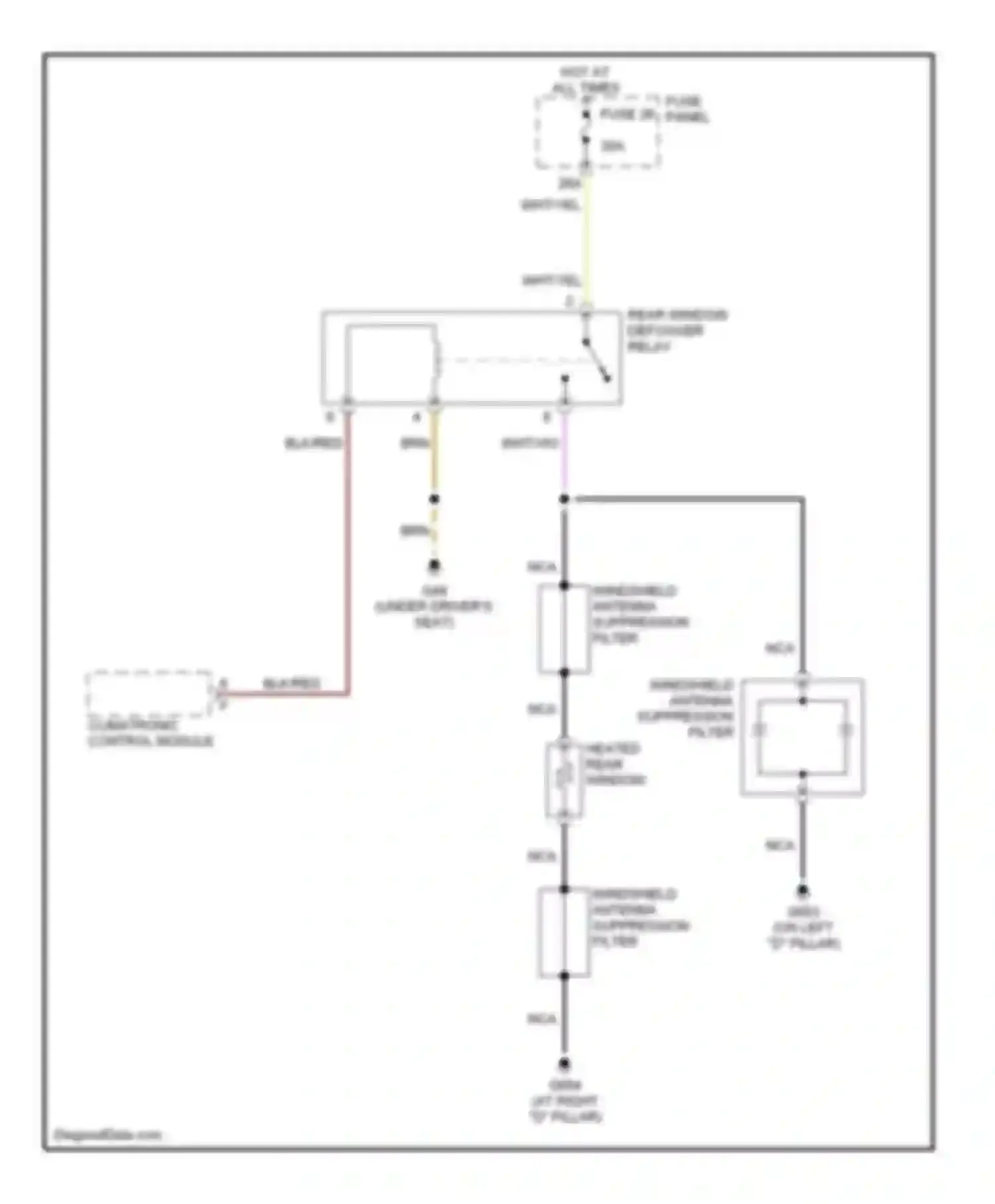 S4 Audi B7 (2004-2008): Rear defogger circuit, except convertible