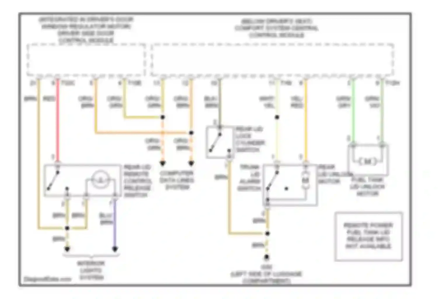 Wiring diagram rear lid lock cylinder switch for Audi S4 B7 (2004-2008)