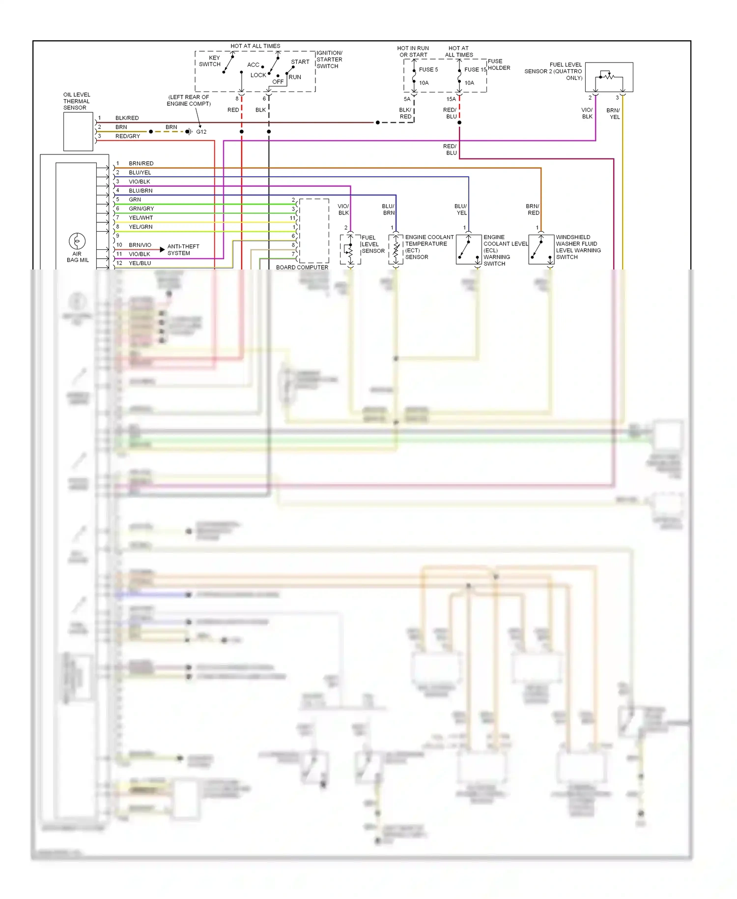Audi S4 B7 (2004-2008) engine coolant level (ecl) warning switch wiring diagram  (1 of 1)