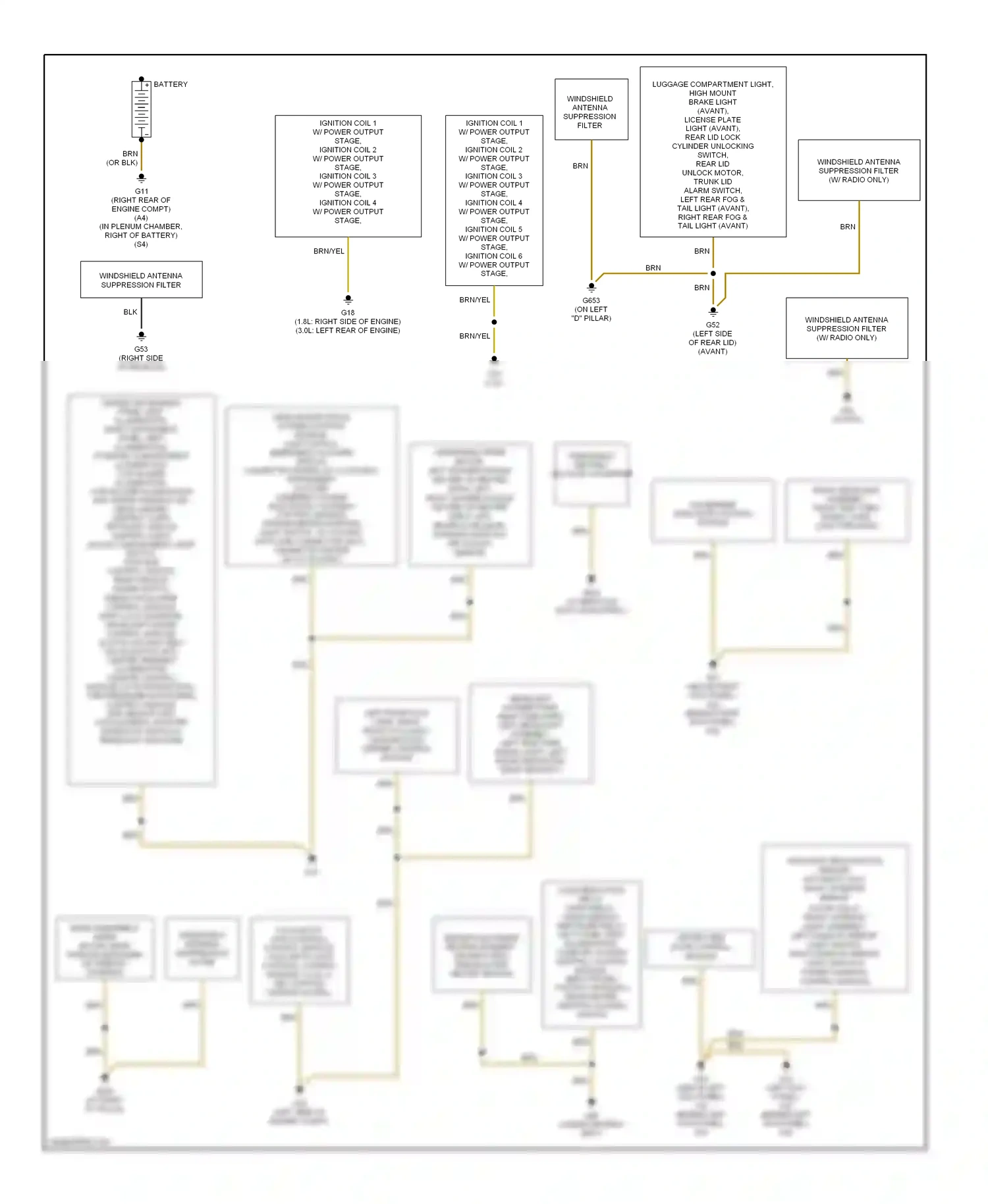 Audi S4 B7 (2004-2008) (left kick panel) wiring diagram  (1 of 1)