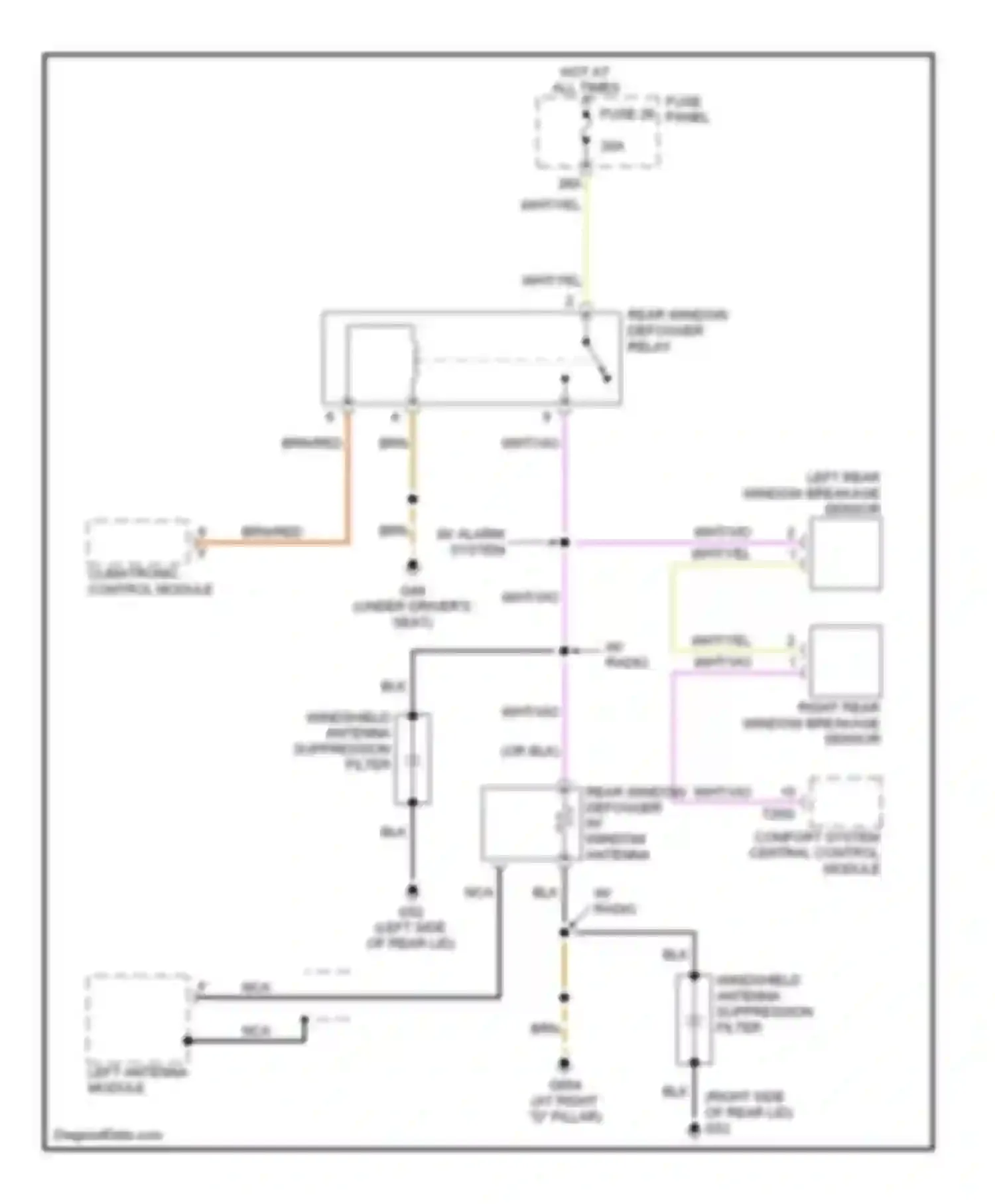 Wiring diagram left rear window breakage sensor for Audi S4 B7 (2004-2008) (1 of 1)
