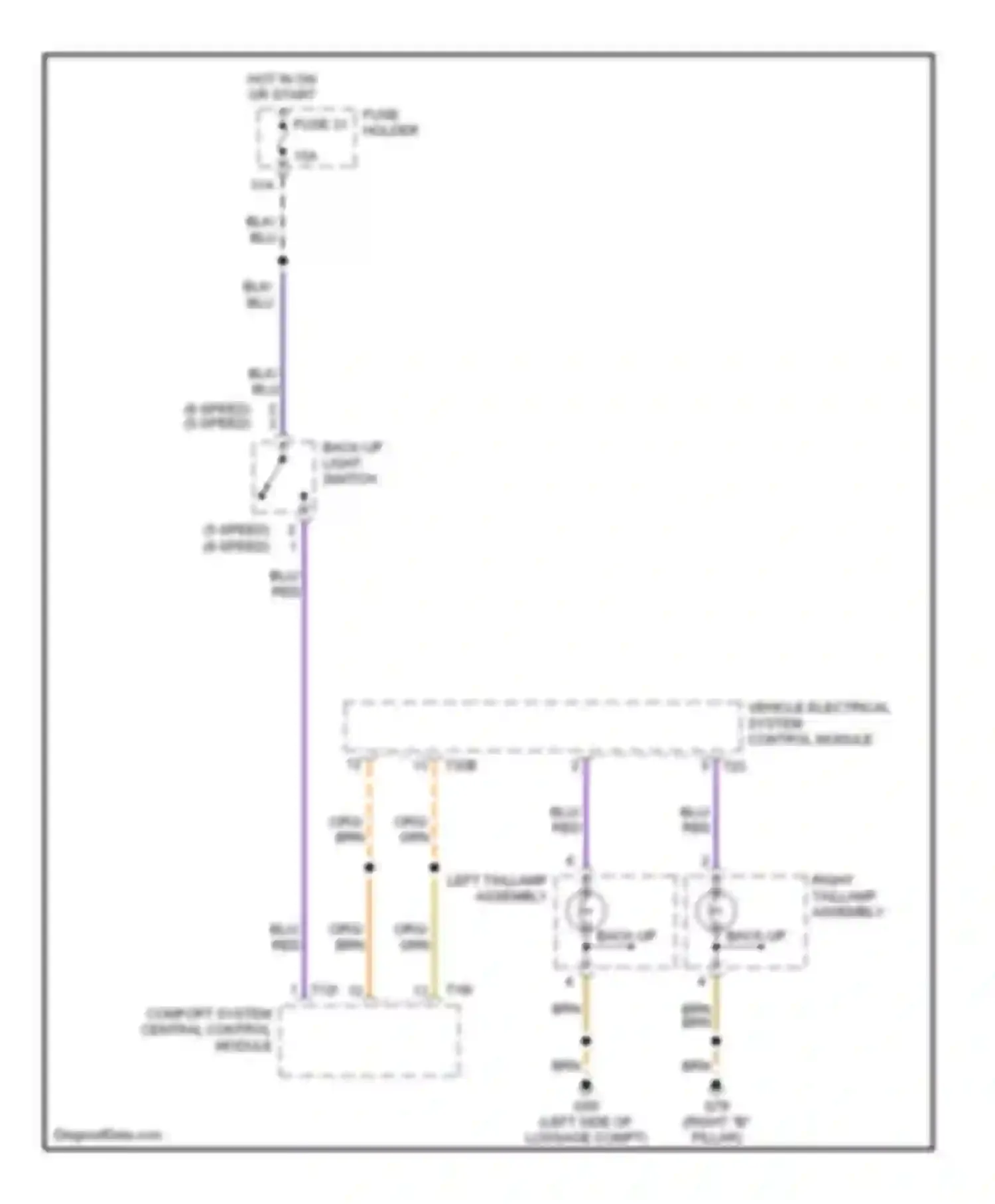 Wiring diagram left taillamp assembly for Audi S4 B7 (2004-2008) (1 of 2)