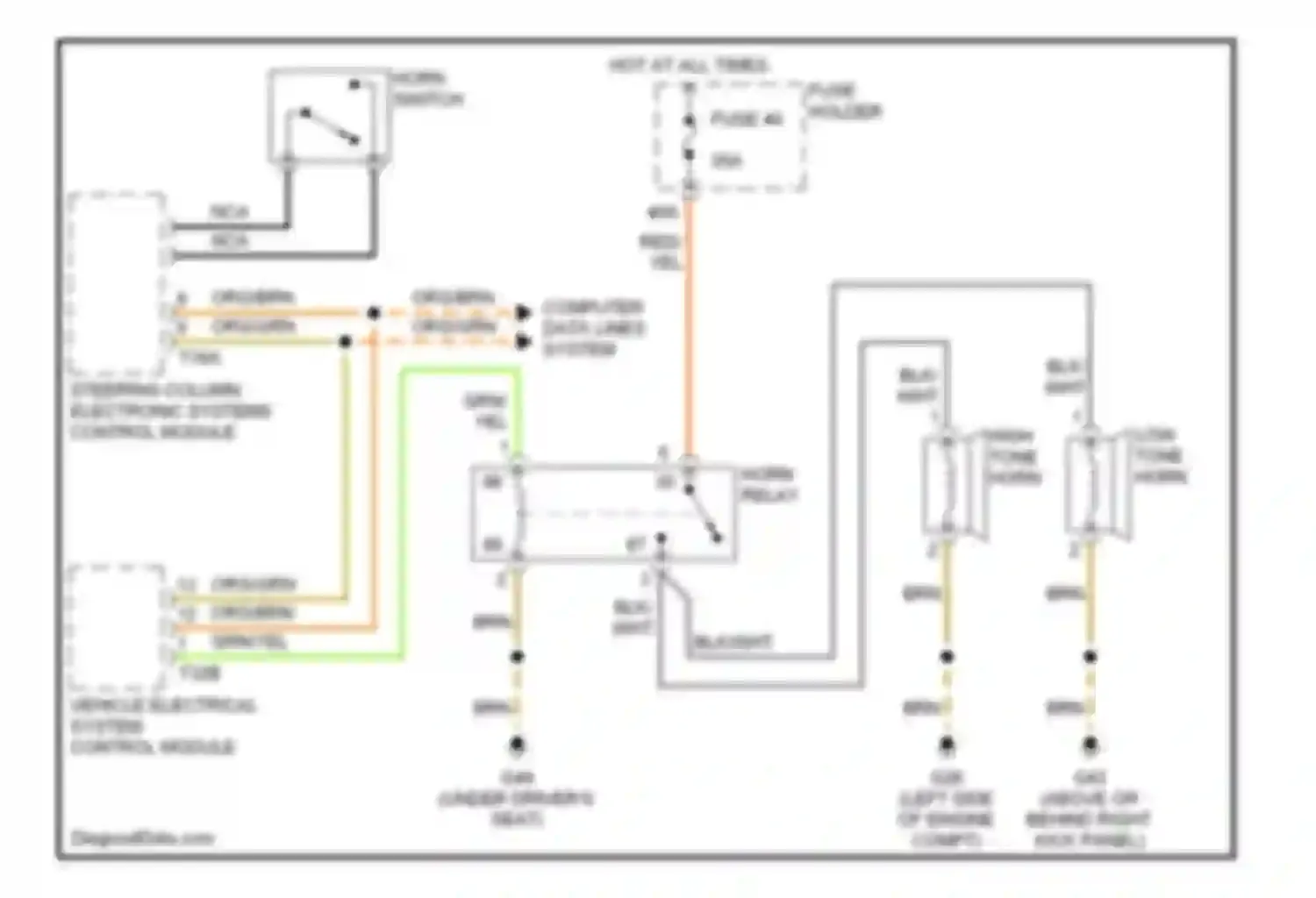 Wiring diagram low tone horn for Audi S4 B7 (2004-2008)