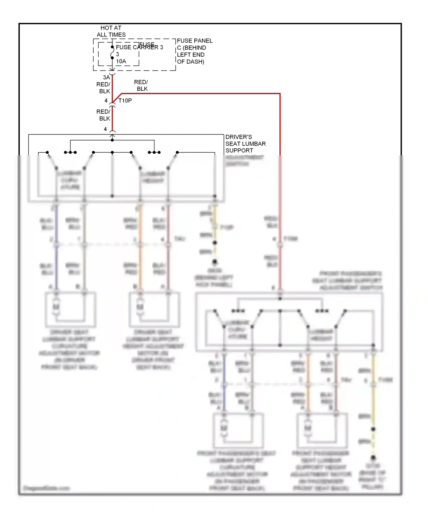 Wiring diagram driver's seat lumbar support adjustment switch for Audi S4 B8 facelift (2011-2015) (1 of 2)