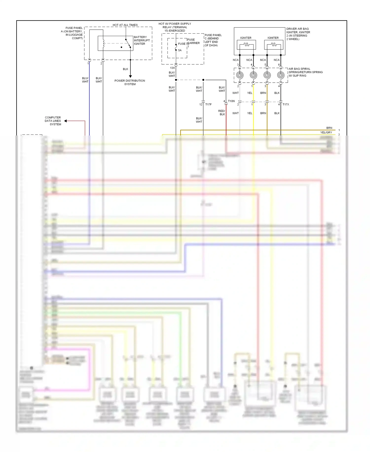 Wiring diagram front passenger's air bag disabled indicator lamp for Audi S4 B8 facelift (2011-2015) (1 of 1)