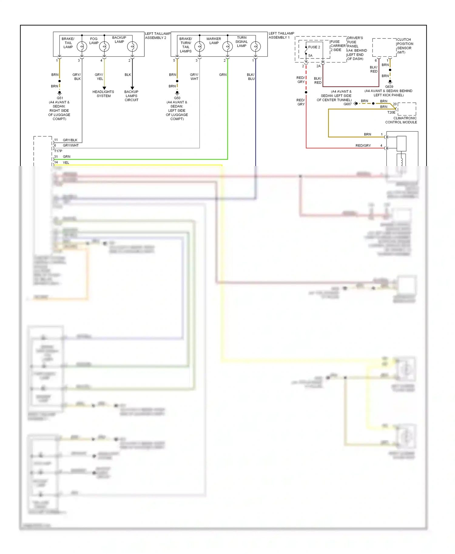 Audi S4 B8 (2008-2011) brake/ tail lamp wiring diagram  (1 of 1)