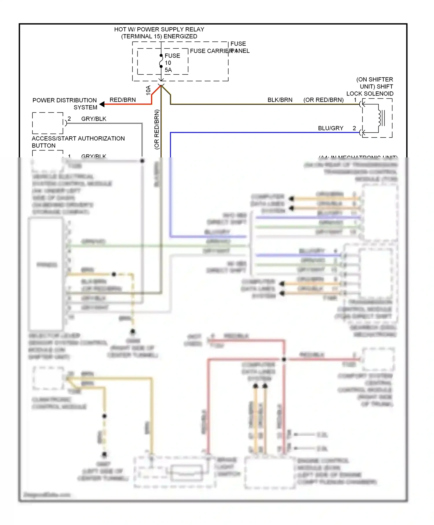 Audi S4 B8 (2008-2011) direct shift computer data lines system wiring diagram  (1 of 1)