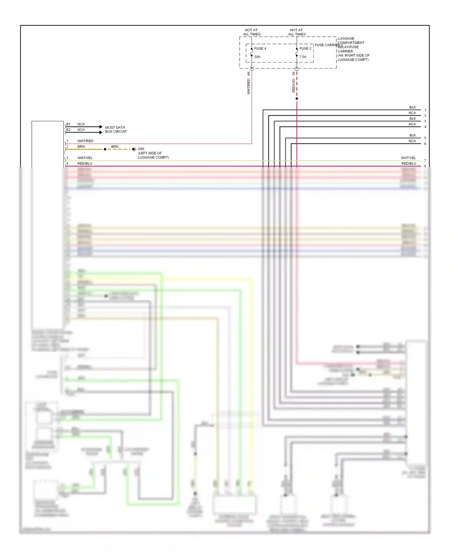 Audi S4 B8 (2008-2011) front information display control head control module (w/o rear view camera) wiring diagram  (3 of 6)