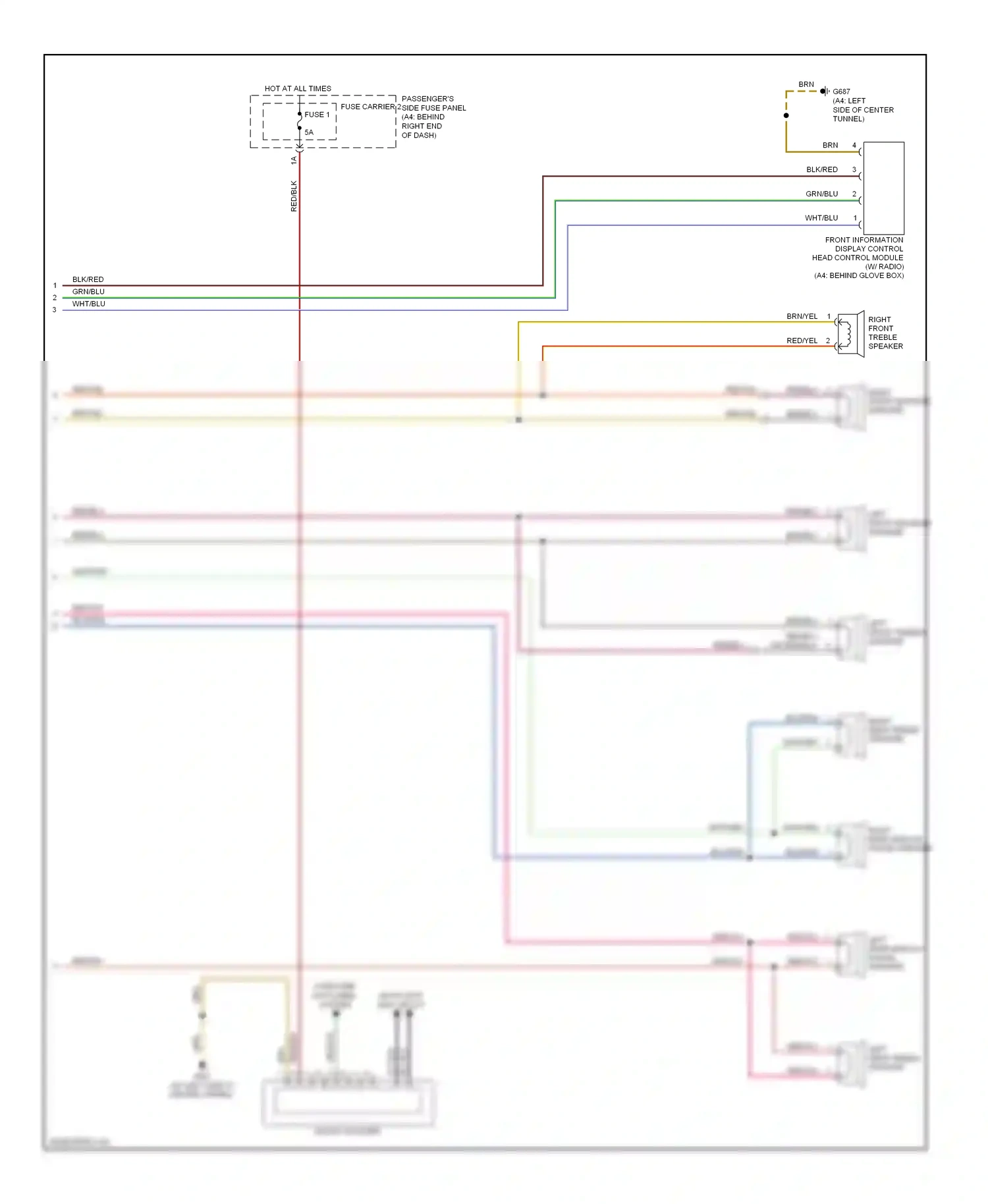 Audi S4 B8 (2008-2011) front information display control head control module (w/ radio) wiring diagram  (1 of 1)