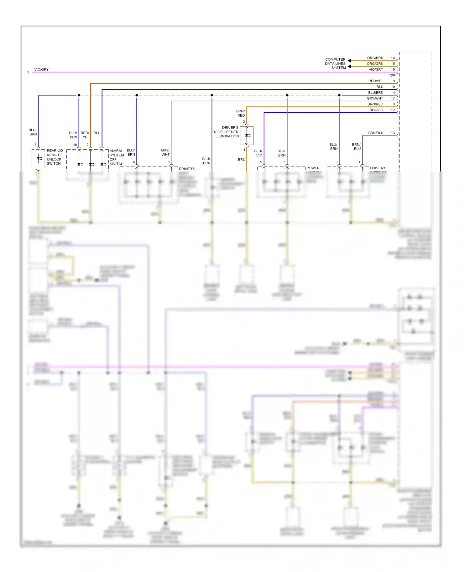 Audi S4 B8 (2008-2011) front passenger's interior lock wiring diagram  (1 of 1)