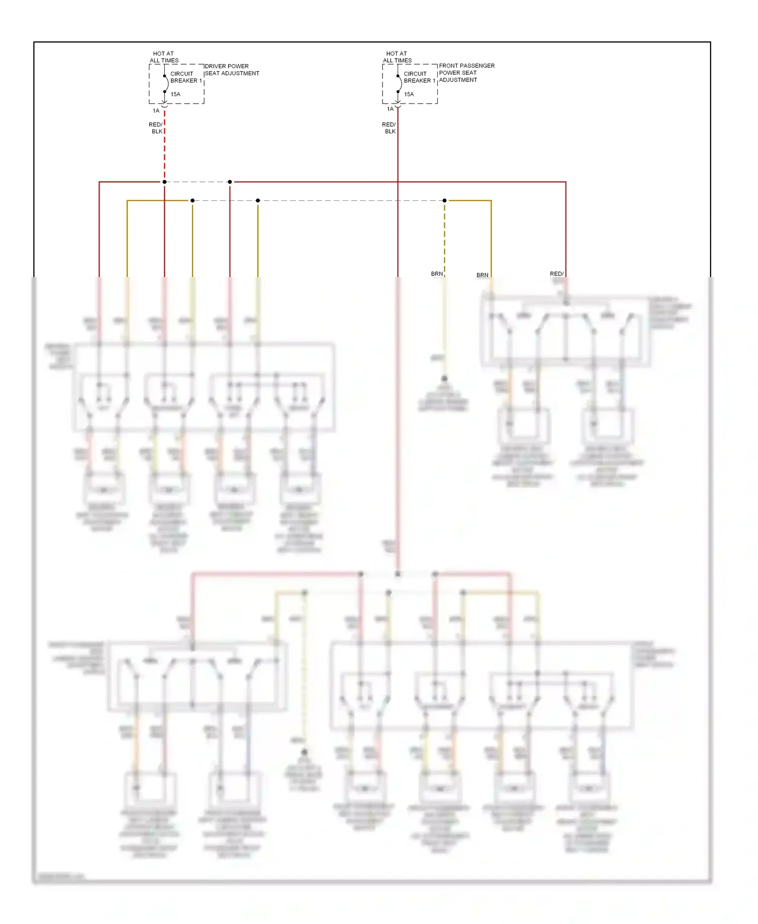 Audi S4 B8 (2008-2011) front seat back) wiring diagram  (3 of 3)