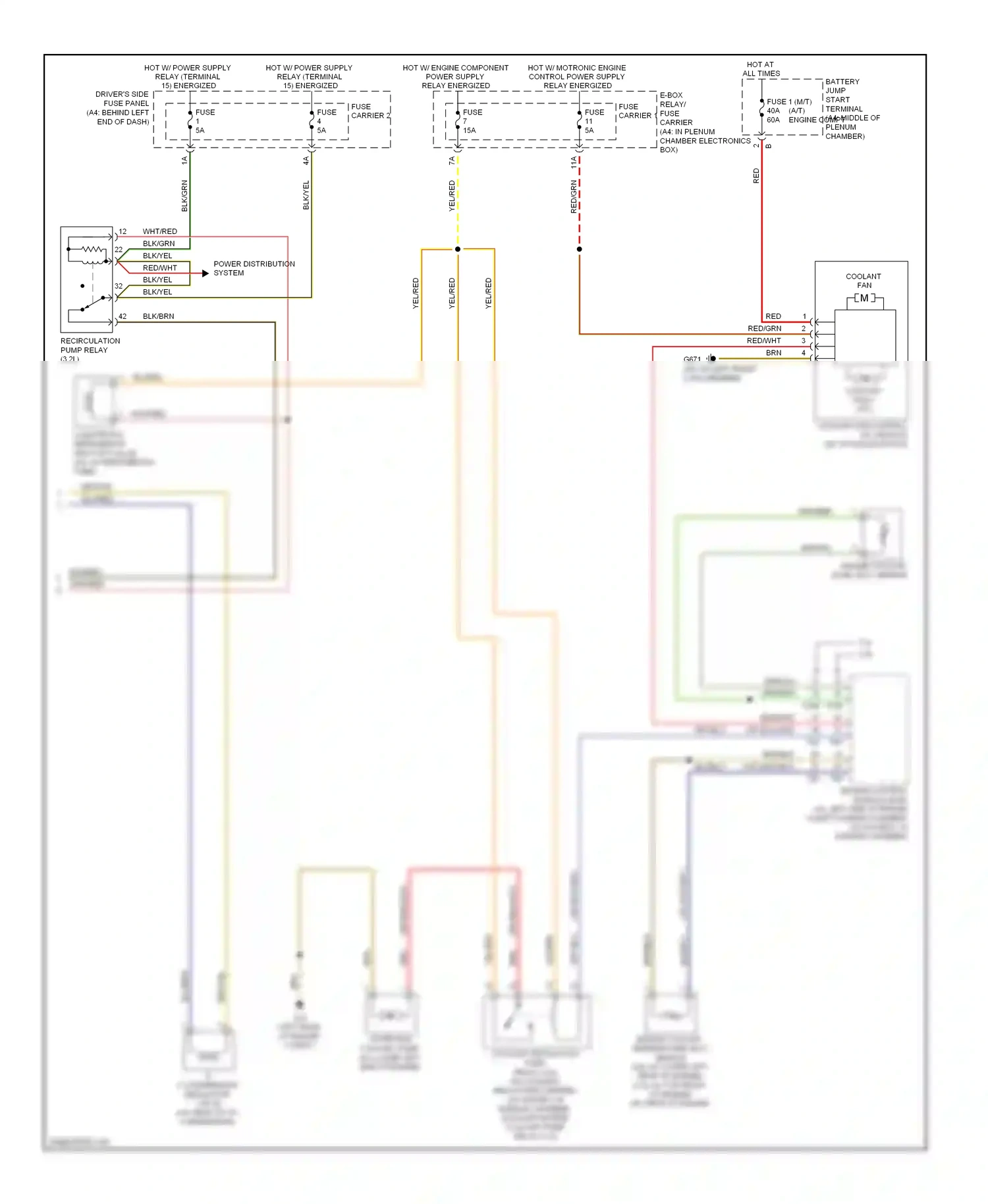 Audi S4 B8 (2008-2011) fuse 1 (m/t) (a/t) engine compt plenum chamber) wiring diagram  (1 of 1)