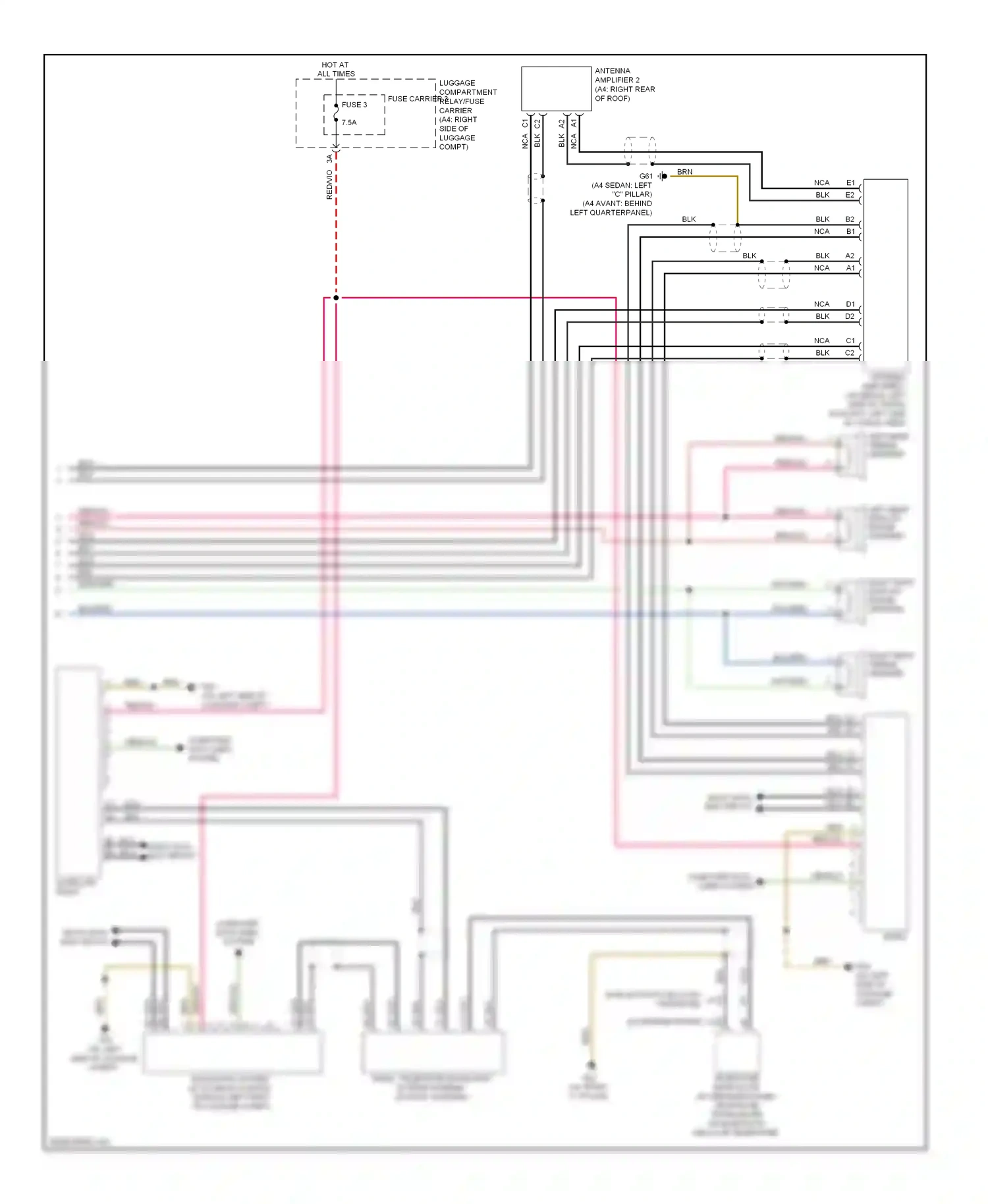 Audi S4 B8 (2008-2011) left rear mid/low range speaker wiring diagram  (1 of 9)