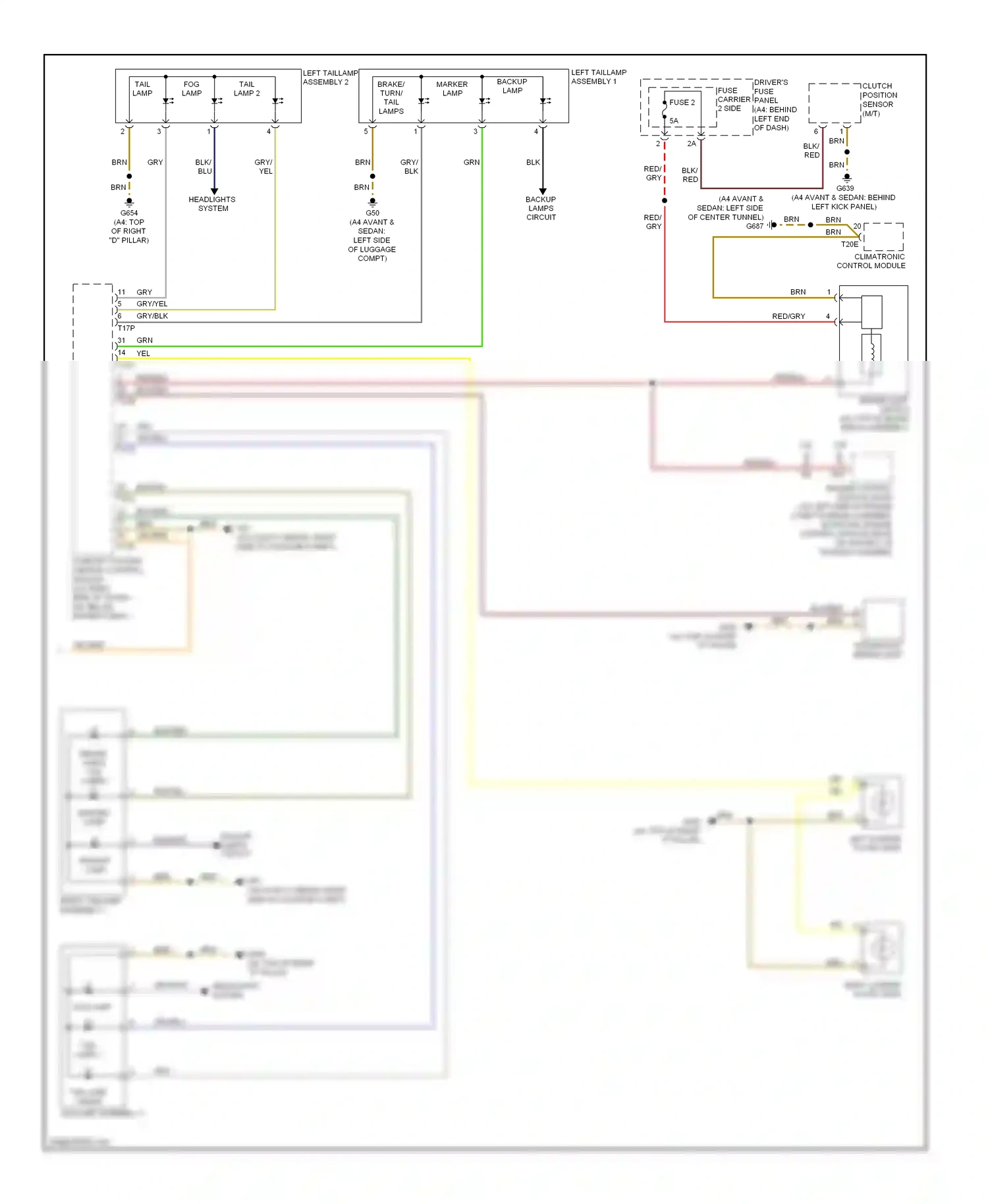 Audi S4 B8 (2008-2011) left taillamp assembly 2 wiring diagram  (2 of 3)