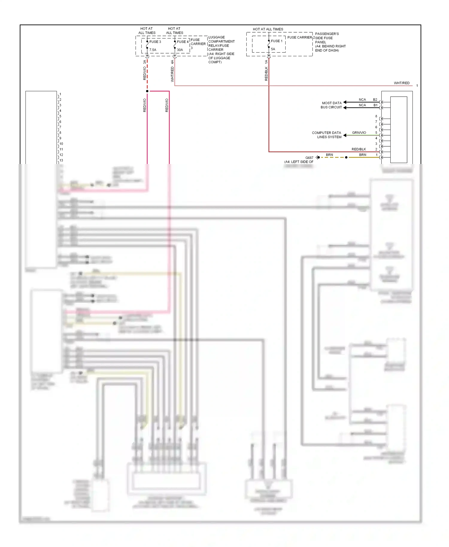 Audi S4 B8 (2008-2011) luggage compt) wiring diagram  (14 of 33)