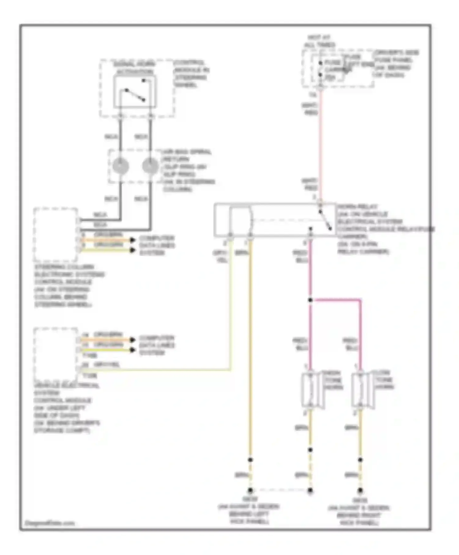 Wiring diagram steering column electronic systems control module for Audi S4 B8 (2008-2011)