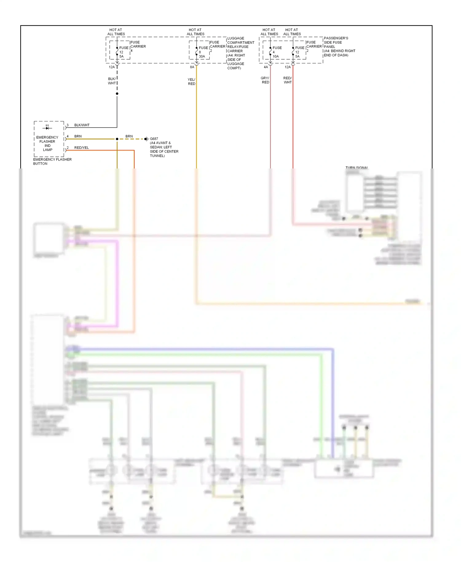 Audi S4 B8 (2008-2011) park lamp wiring diagram  (1 of 2)