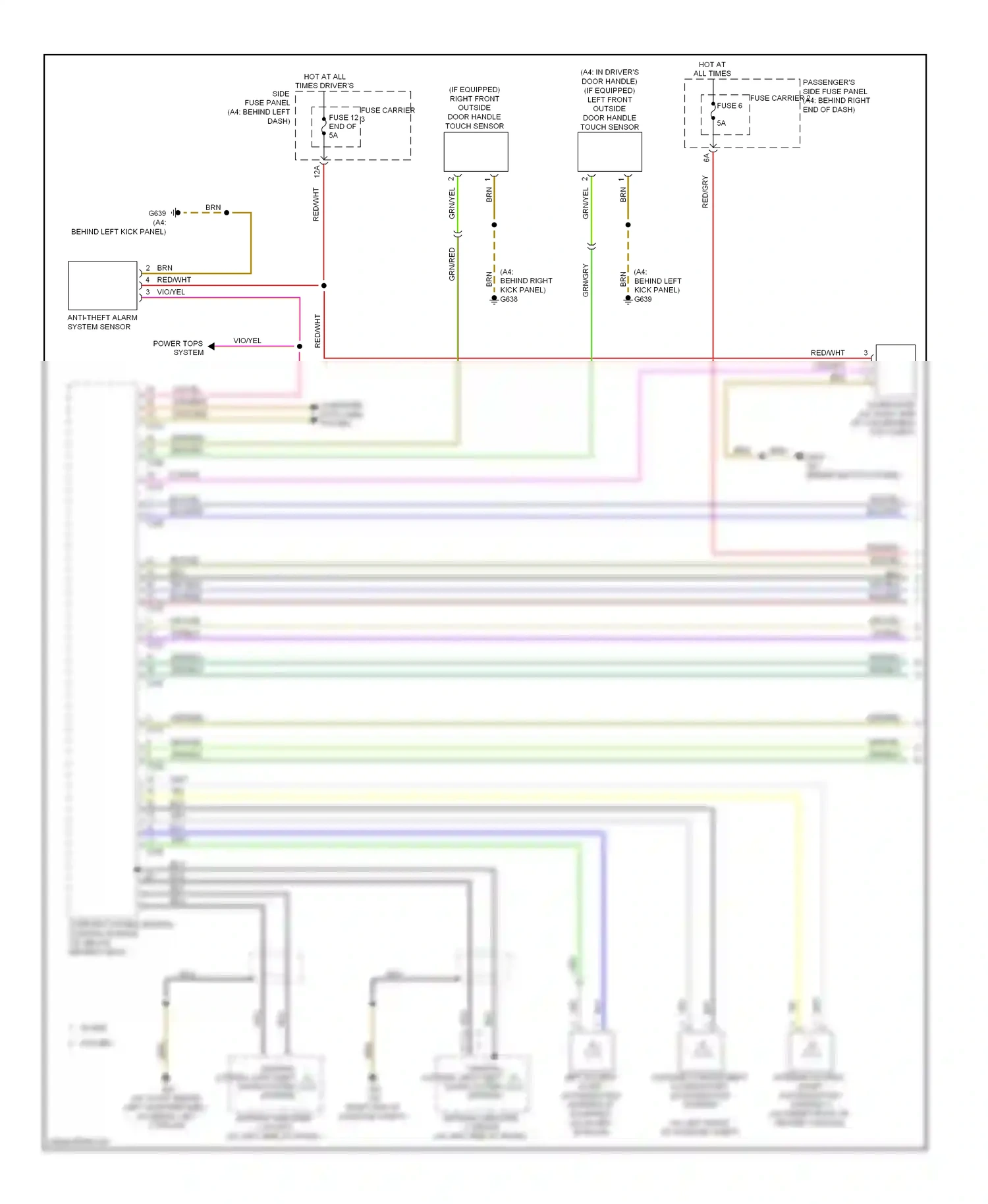 Audi S4 B8 (2008-2011) power tops system wiring diagram  (1 of 1)