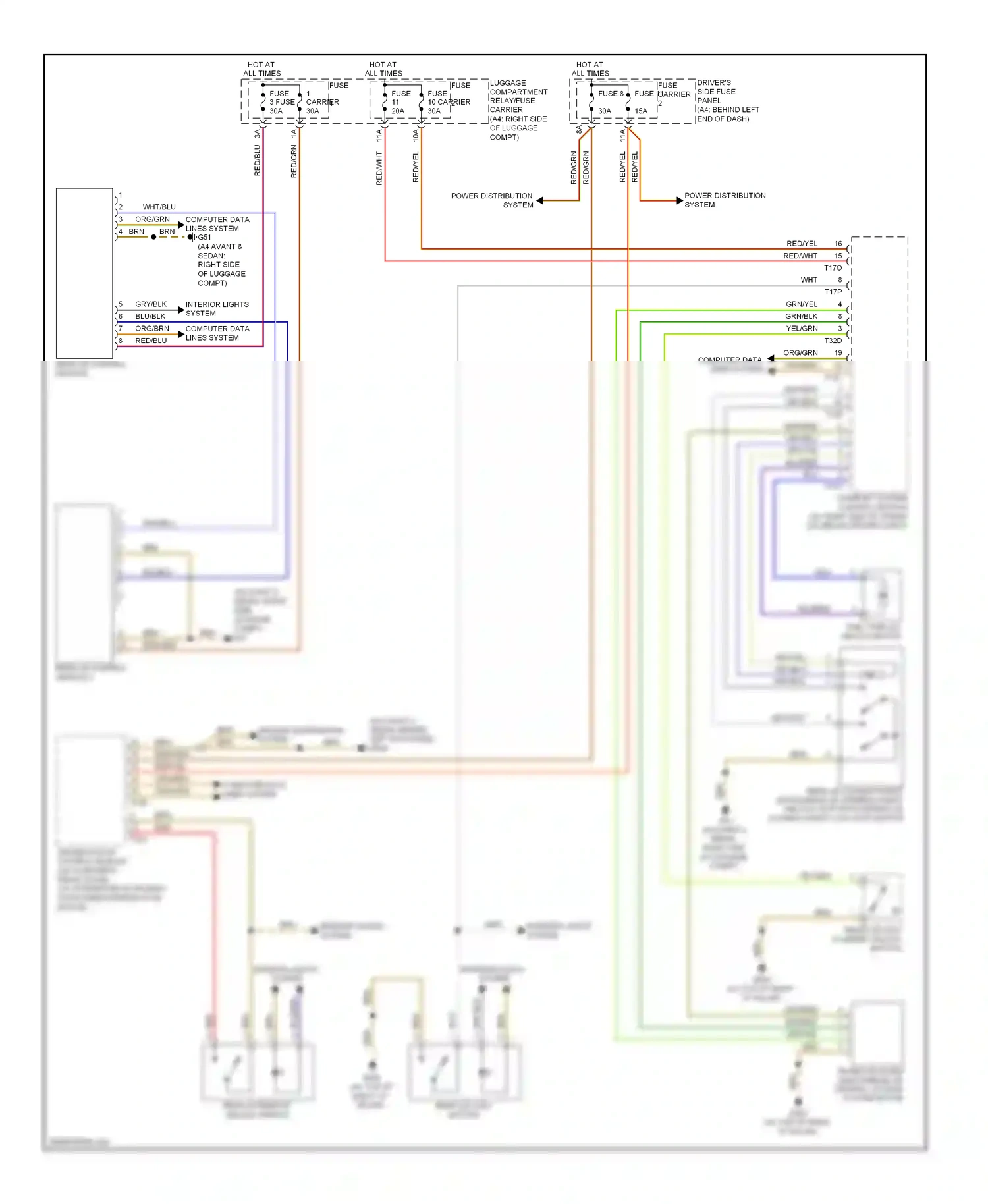 Audi S4 B8 (2008-2011) rear lid control module 2 wiring diagram  (2 of 2)