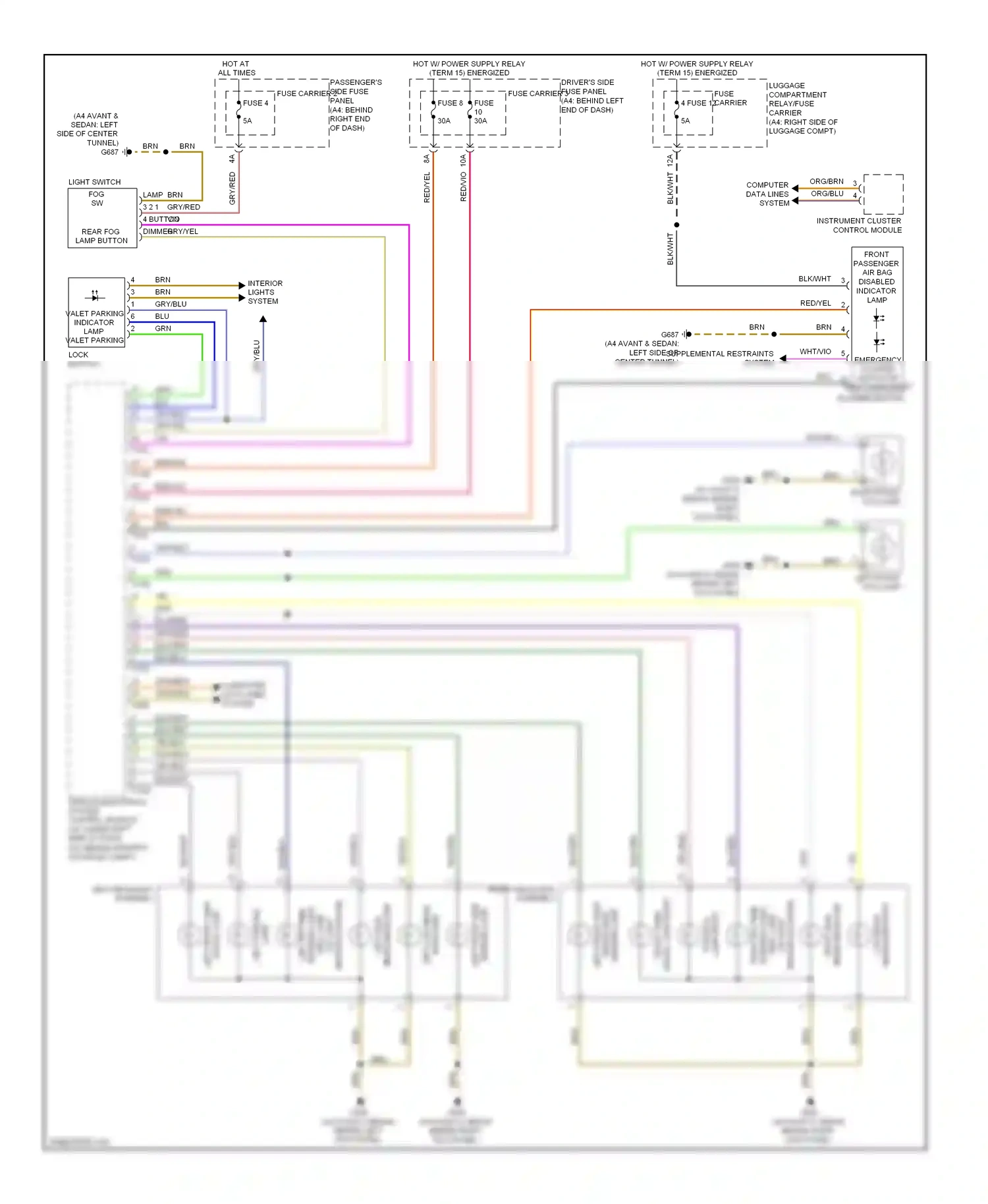 Audi S4 B8 (2008-2011) right daytime wiring diagram  (1 of 1)