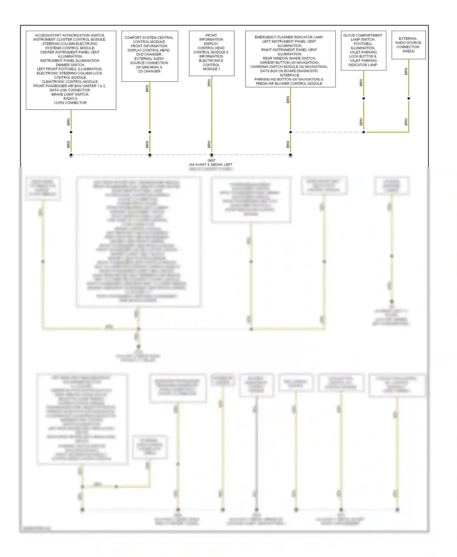 Audi S4 B8 (2008-2011) right rear outside door handle touch sensor wiring diagram  (1 of 2)