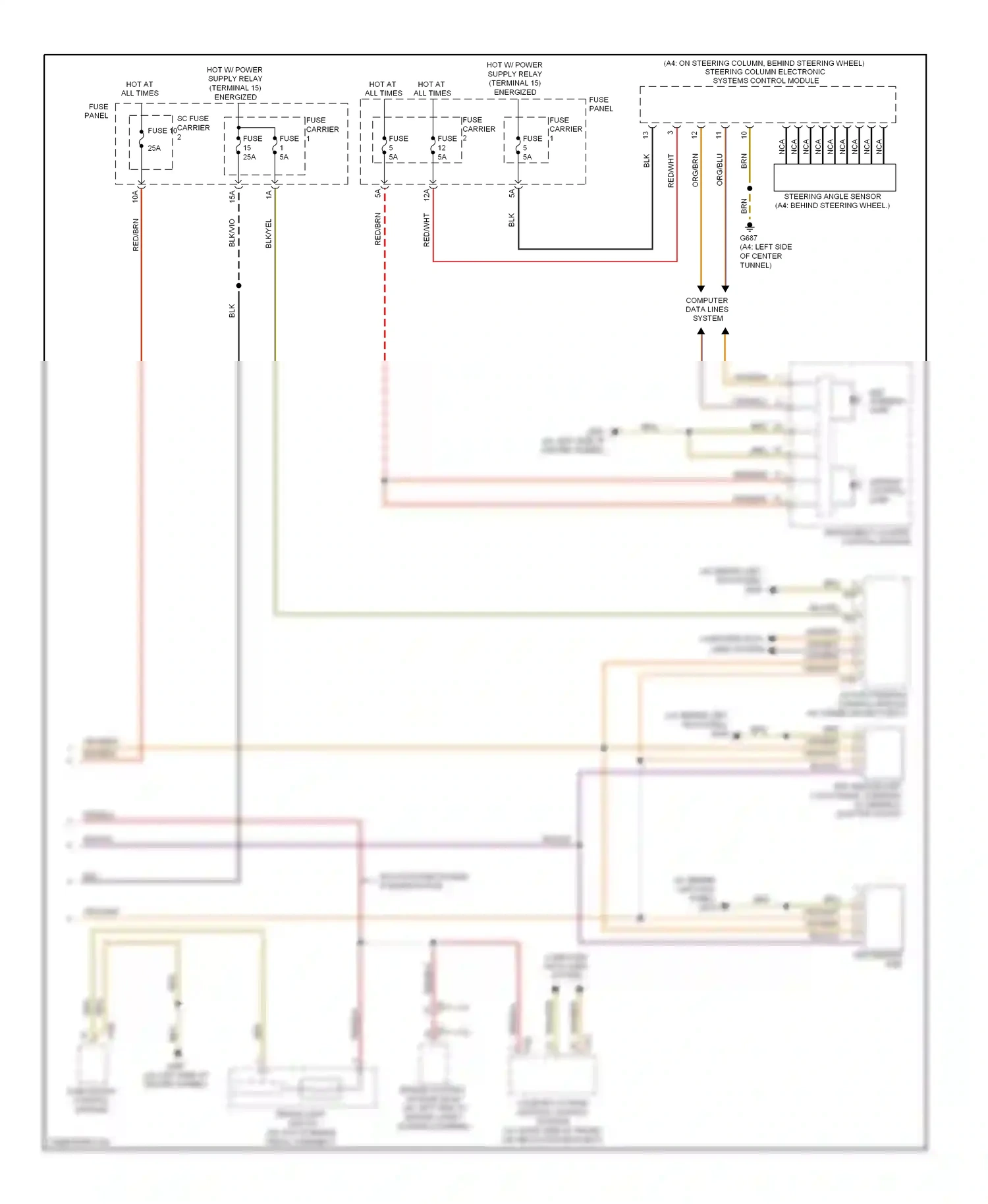 Audi S4 B8 (2008-2011) steering column electronic systems control module wiring diagram  (1 of 11)