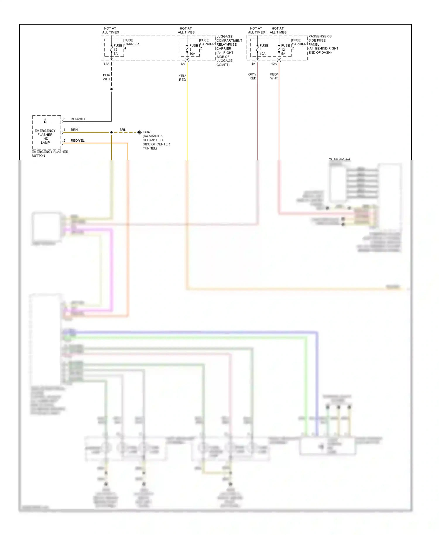 Audi S4 B8 (2008-2011) turn signal switch wiring diagram  (1 of 4)