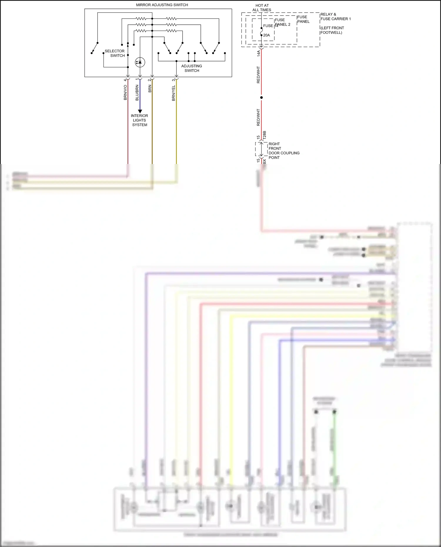 Wiring diagram mirror adjusting switch for Audi S4 B9 facelift (2019-2024) (2 of 3)