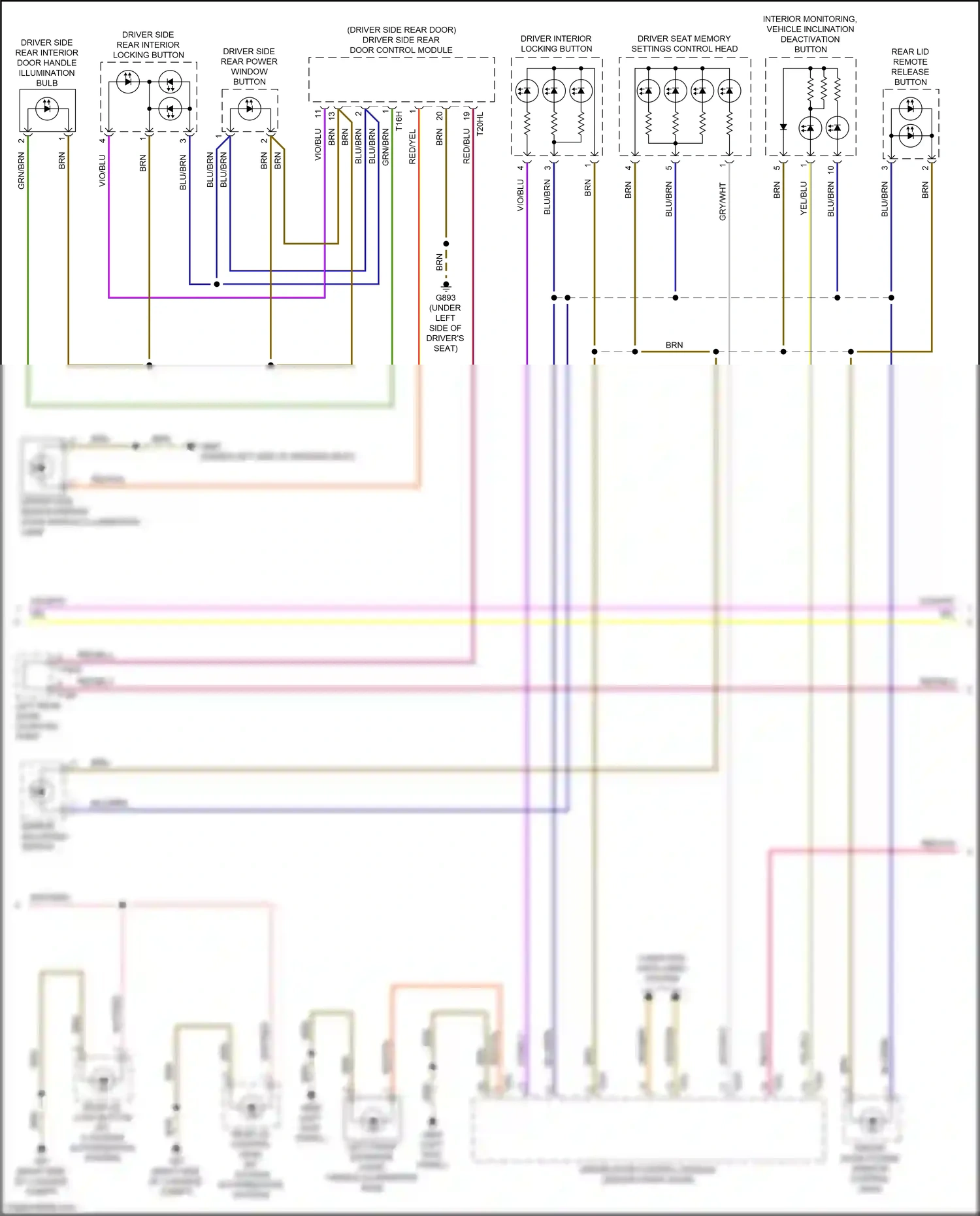 Wiring diagram rear lid lock button for Audi S4 B9 facelift (2019-2024) (2 of 2)