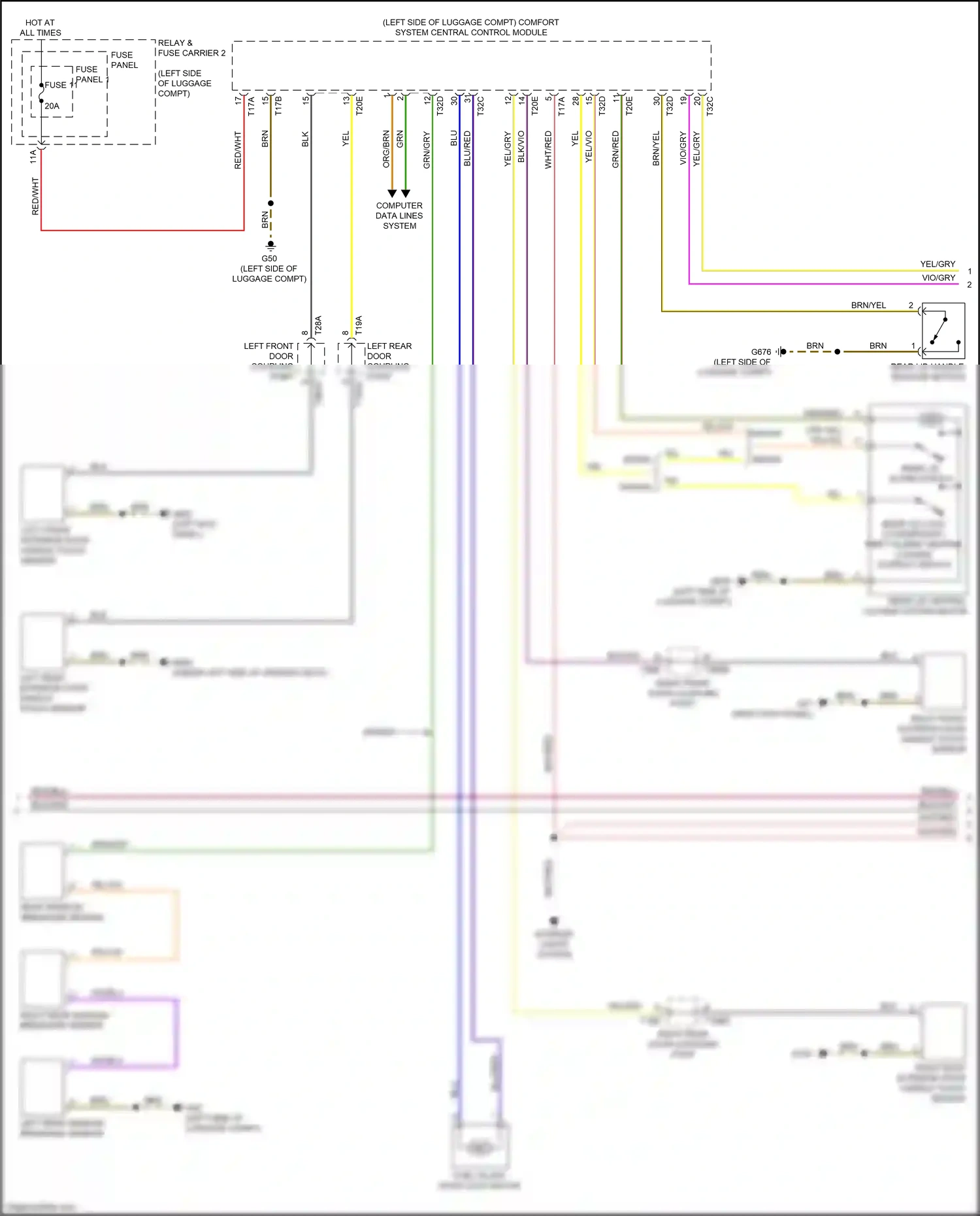 Wiring diagram rear window breakage sensor for Audi S4 B9 facelift (2019-2024) (2 of 3)