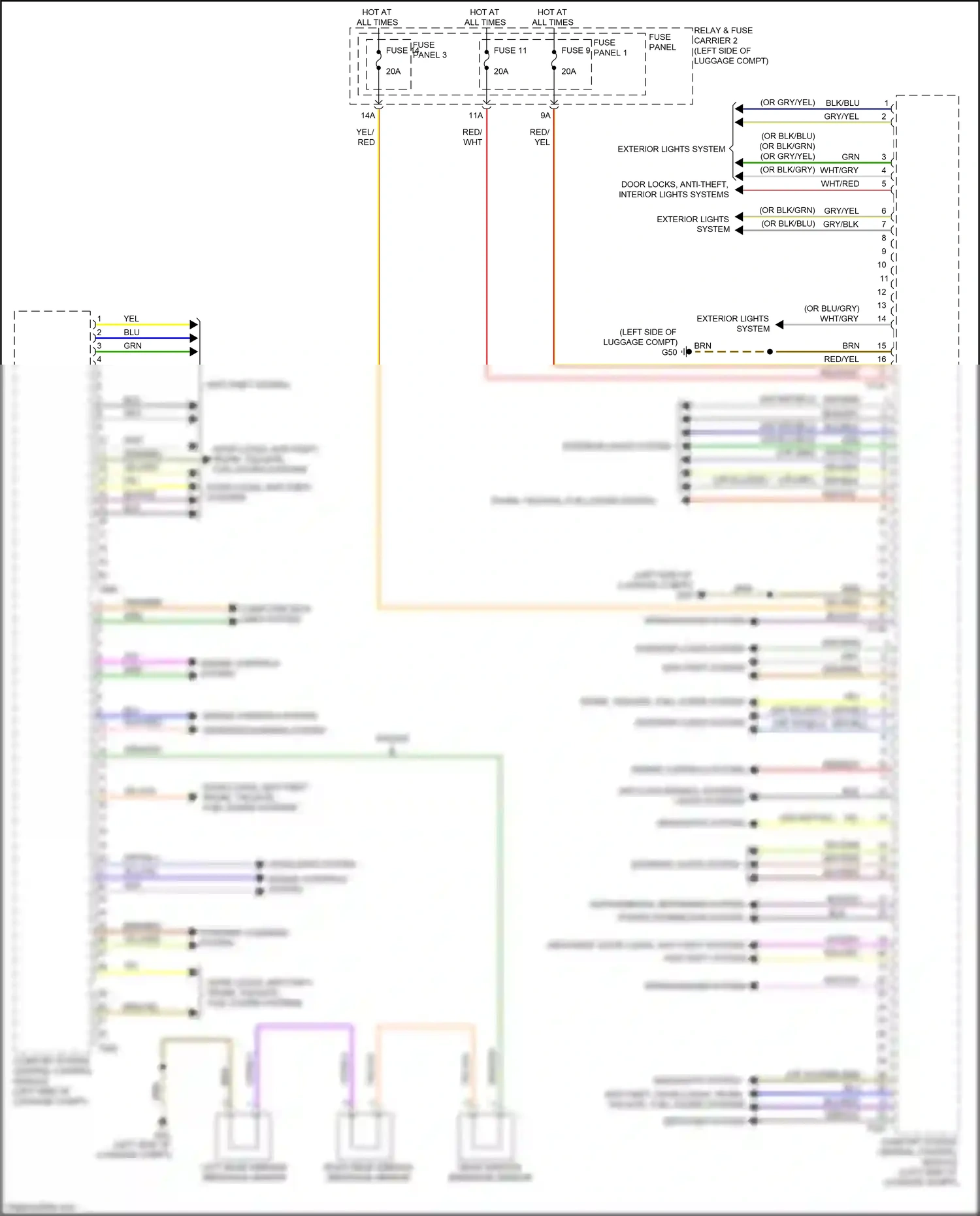 Wiring diagram right rear window breakage sensor for Audi S4 B9 facelift (2019-2024) (1 of 3)