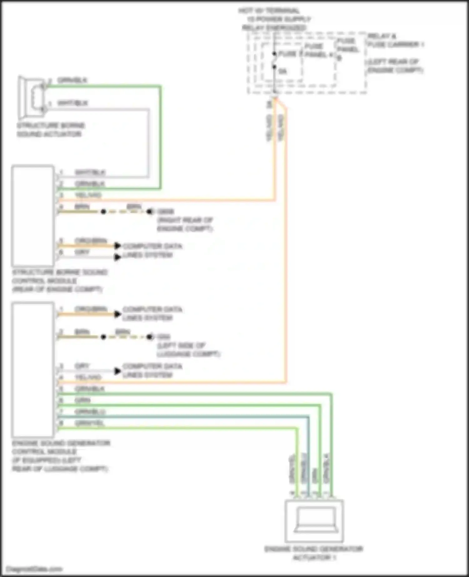 S4 Audi B9 (2016-2019): Wiring diagram engine performance 3.0l turbo, structure borne sound actuator circuit