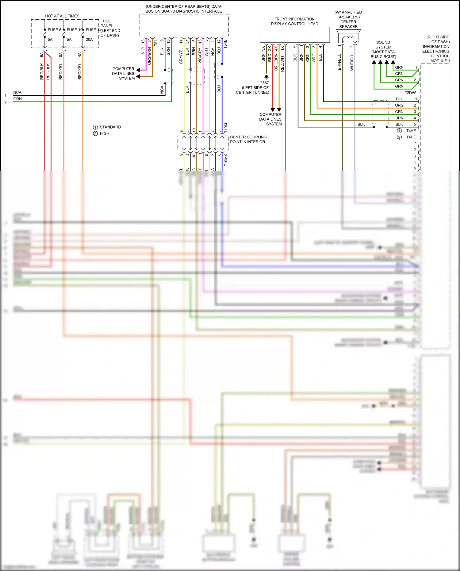 Wiring diagram left front bass speaker for Audi S4 B9 (2016-2019) (1 of 4)