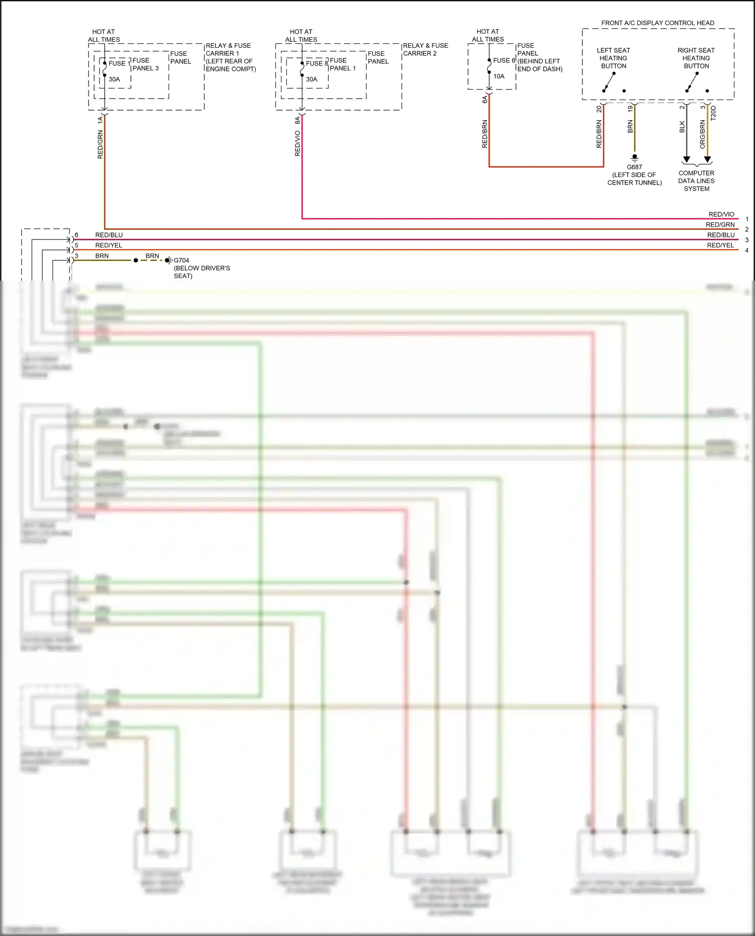 Wiring diagram right seat heating button for Audi S4 B9 (2016-2019) (3 of 4)