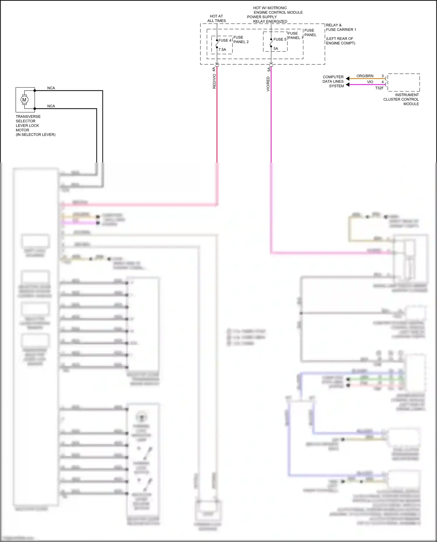 Wiring diagram selector lever position sensor for Audi S4 B9 (2016-2019) (3 of 3)