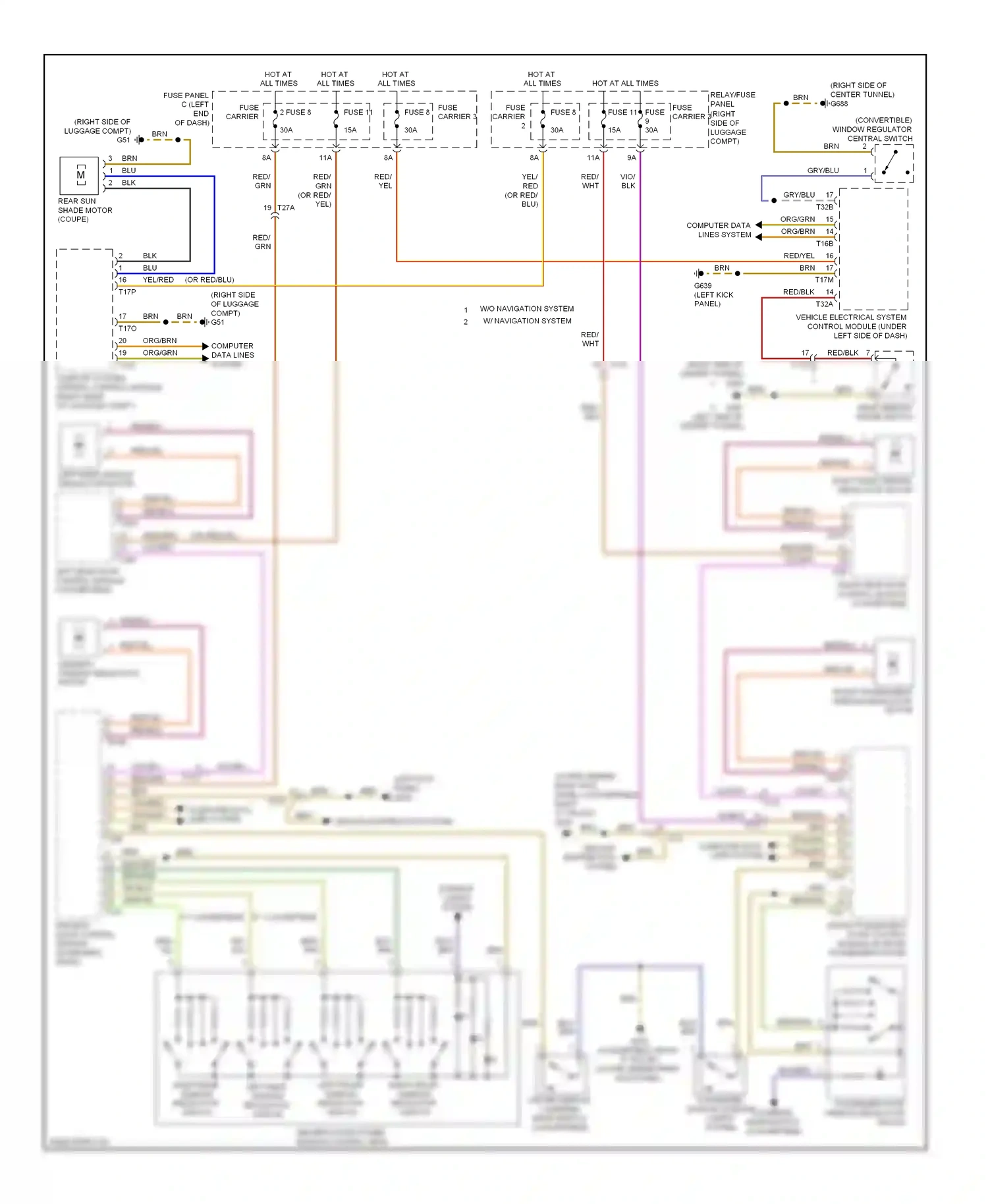 Wiring diagram right rear door control module for Audi S5 I facelift (2011-2016) (3 of 3)