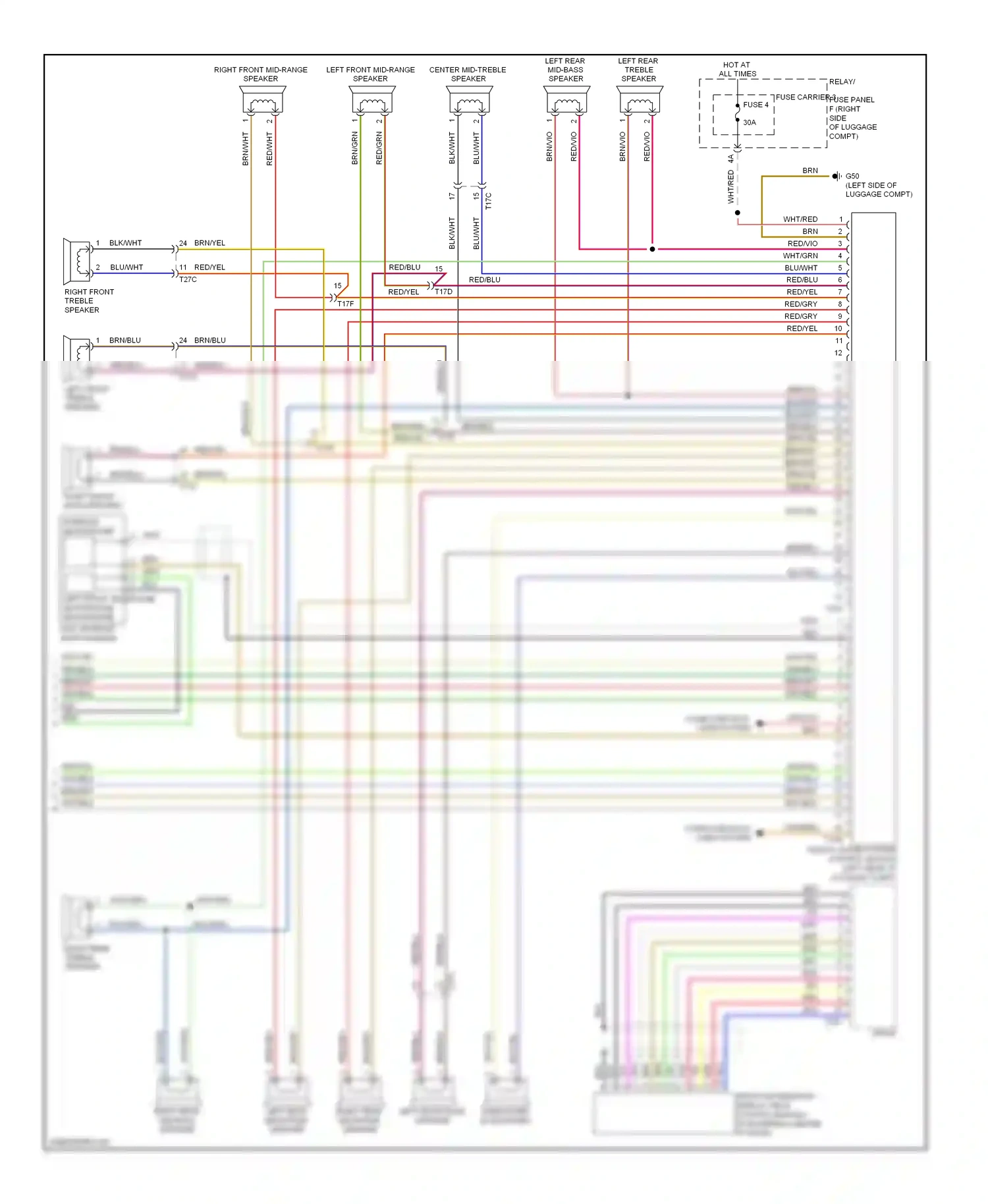 Wiring diagram right rear mid-range speaker for Audi S5 I facelift (2011-2016) (1 of 2)