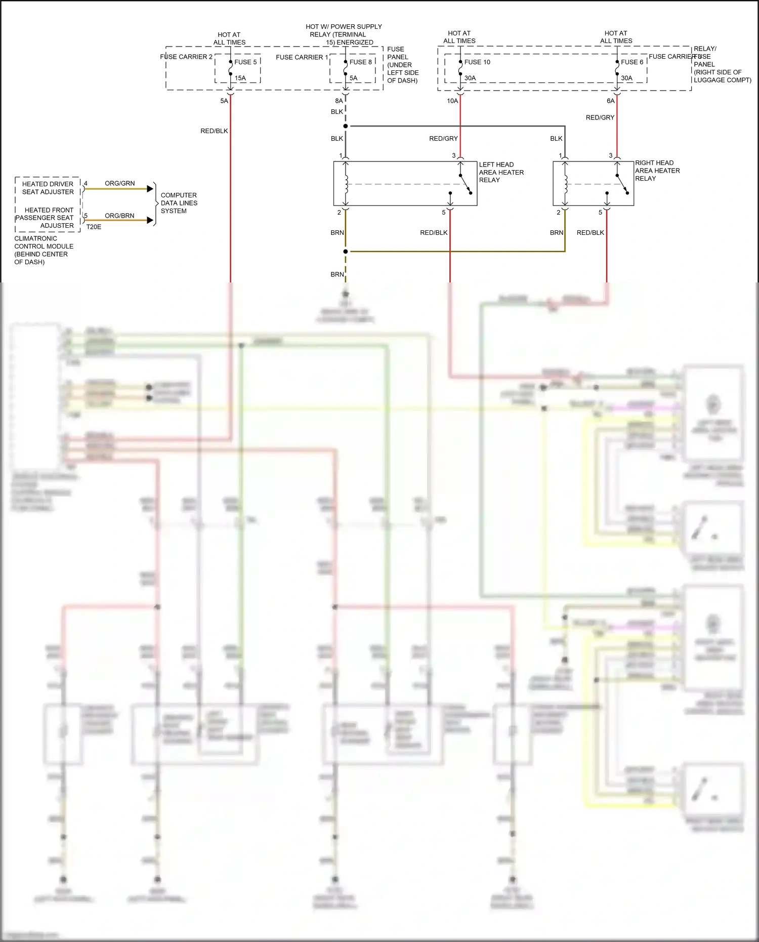 Wiring diagram left head area heater switch for Audi S5 I facelift (2011-2016) (2 of 2)