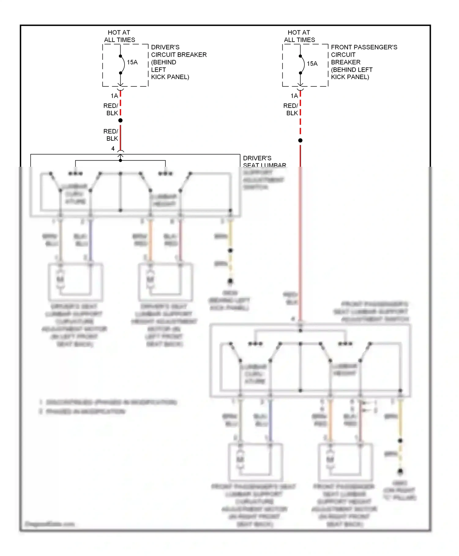 Wiring diagram driver's seat lumbar support adjustment switch for Audi S5 I facelift (2011-2016) (4 of 6)