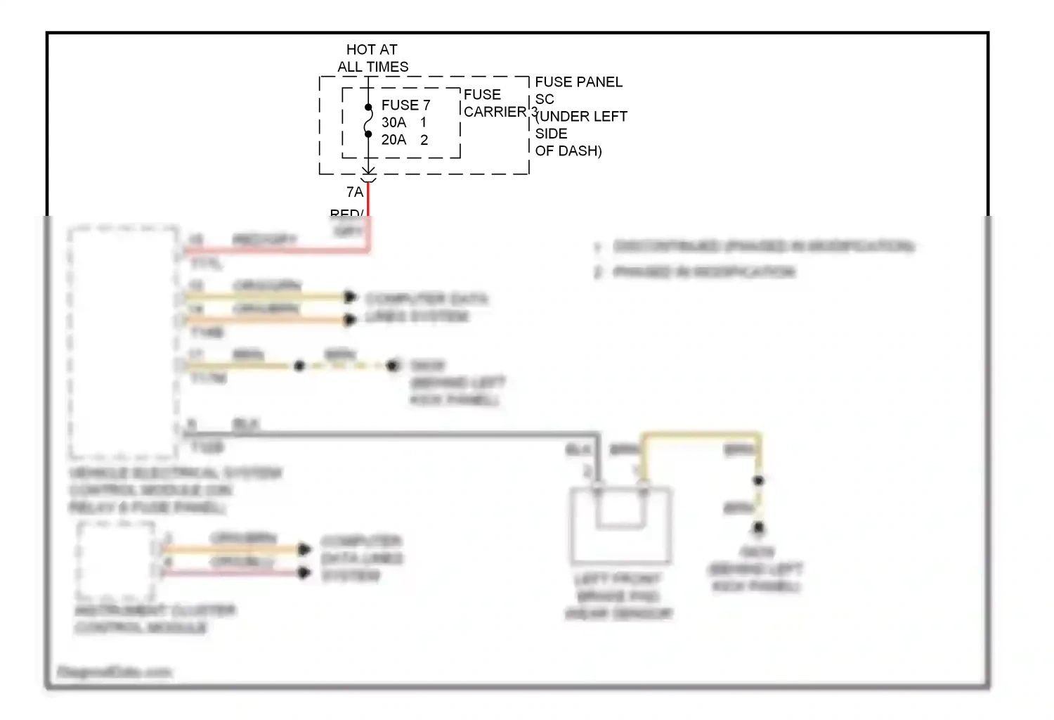 Wiring diagram left front brake pad wear sensor for Audi S5 I facelift (2011-2016) (1 of 1)